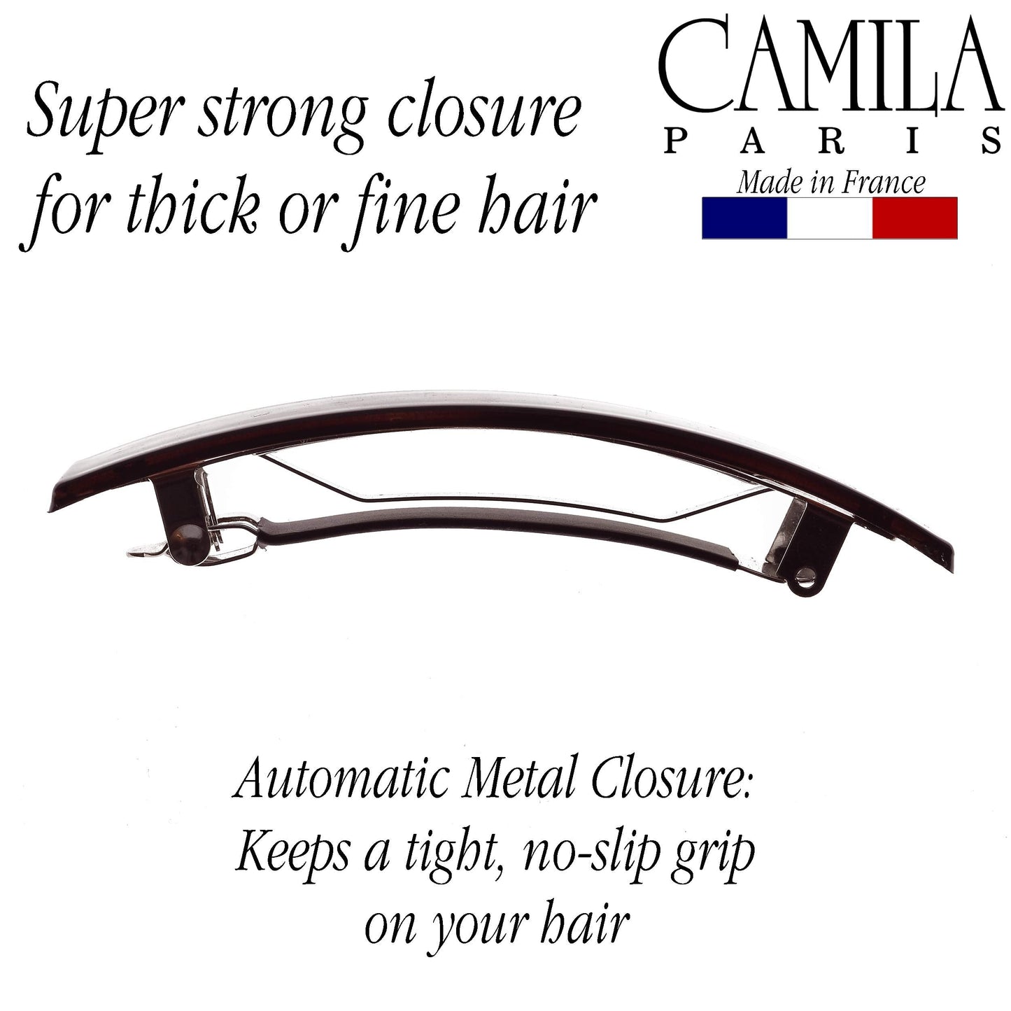 Camila Paris AD820 French Hair Barrette Clip for Girls, Black, Rubberized Metal Clasp, Strong Hold Grip Hair Clips for Women, No Slip and Durable Beauty & Personal Care Camila
