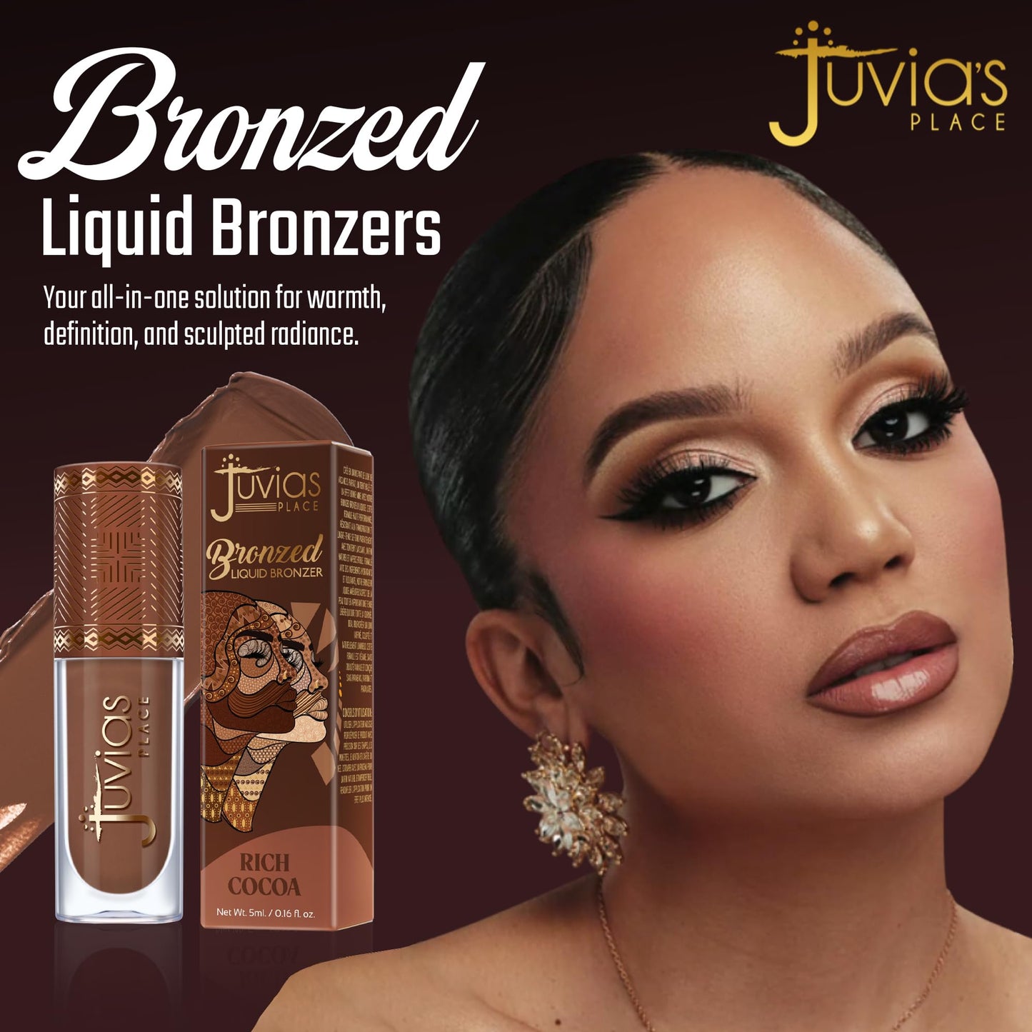 Juvia’s Place Bronzed Liquid Bronzer - Rich Cocoa - Liquid Bronzer for Face with Silky Blendable Texture - Buildable Coverage for Natural Contour Beauty & Personal Care Juvia's Place