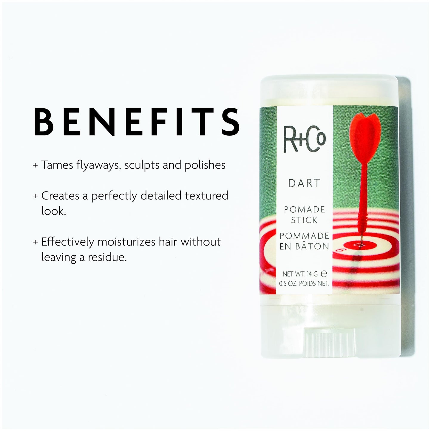 R+Co Dart Hair Wax Stick | Tame Flyaways, Sculpt & Polish | Long-Lasting Texture | Vegan + No Parabens Beauty & Personal Care R+Co