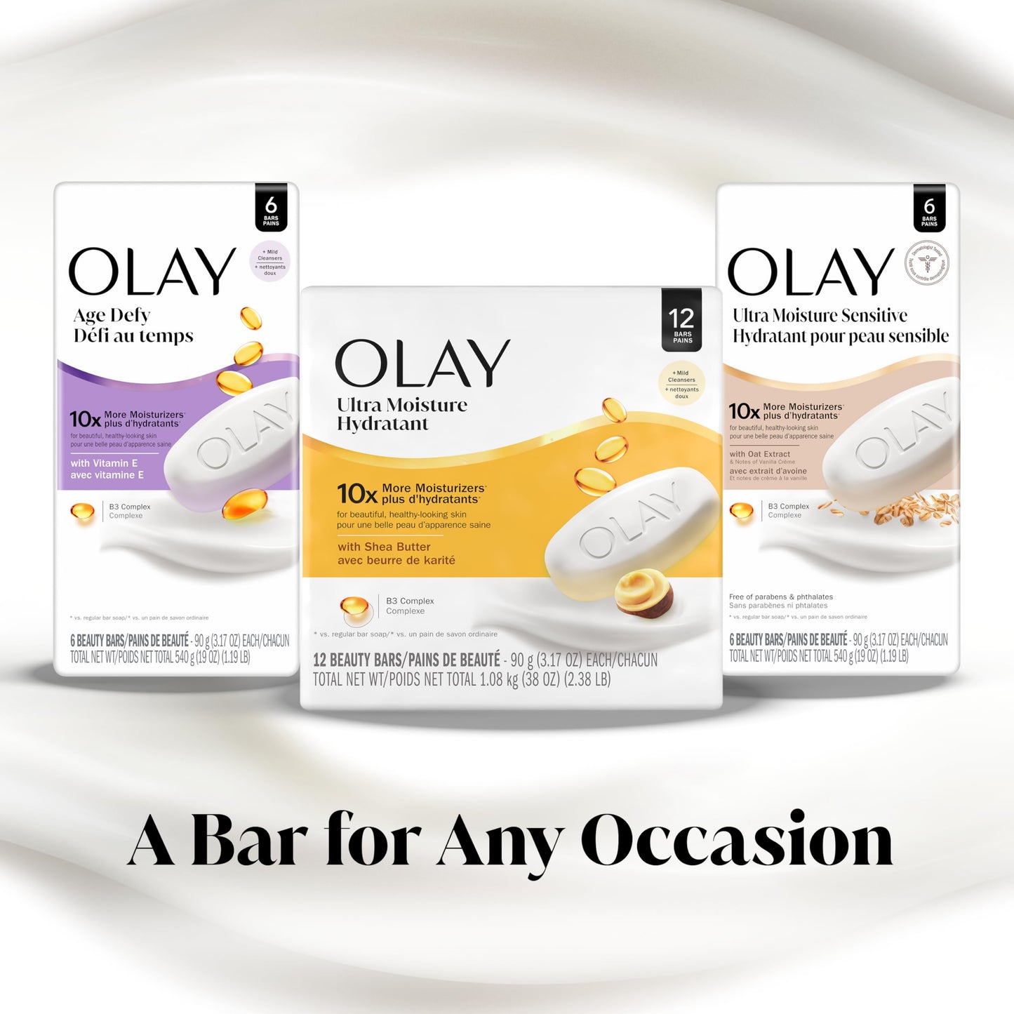 Olay Beauty Bar, Age Defying, 10x More Moisturizers, Smooth & Gentle on Skin, Vitamin E & Vitamin B3 Complex, For All Skin Types, Shea Butter Scent Beauty & Personal Care Olay
