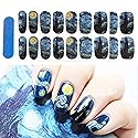 3D Van Gogh's Starry Night Fullnail Stickers, Full Nail Starry Sky Art Gel Nail Polish Sticker Decals, Shimmery Glittery, Long Lasting, Easy to Apply Beauty & Personal Care BlueZOO