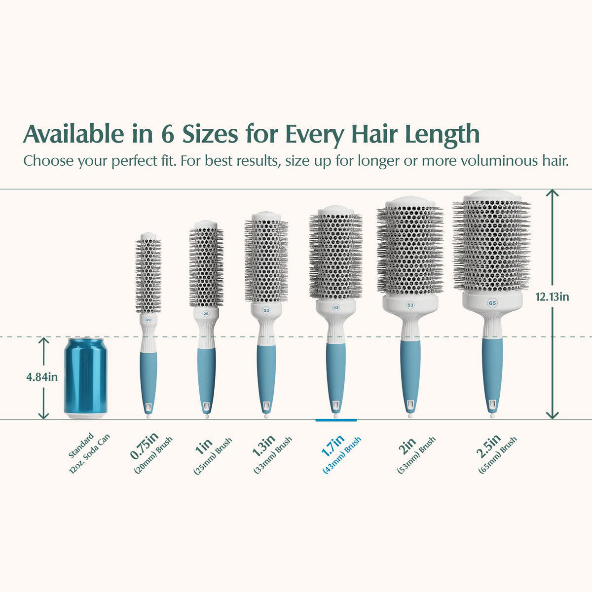 Medium Round Brushing Brush - Ceramic Hair Brush for a Smooth Salon Style Look - Professional Brushing Brush Ideal for All Hair Types - 43 mm Beauty & Personal Care Osensia