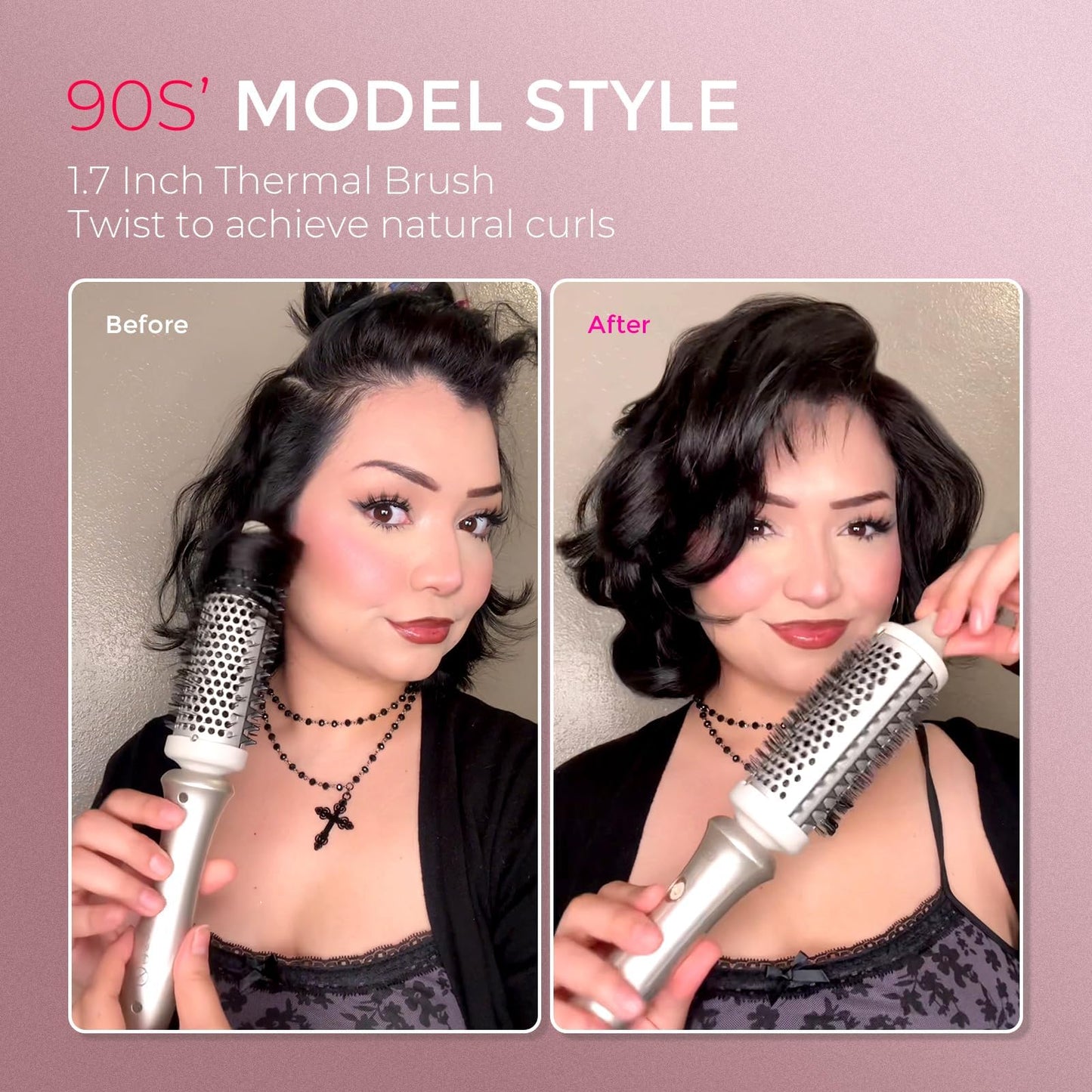 TYMO 2.0 Thermal Brush Curling Brush - STYLUX 1.7" Blowout Volumizer with Flexi-Fit for Hair Straightening, Heated Round Styler Tool, Hair Beauty and Personal Care TYMO