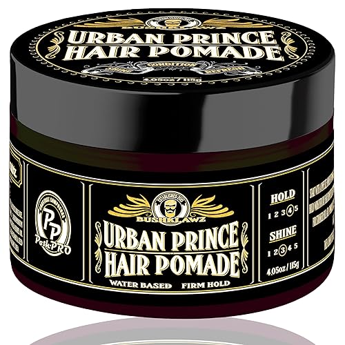 BushKlawz Urban Prince Hair Pomade Water Based Firm Strong Hold Easy to Wash Out Gel Type for Tight Styles Men's Styling Product Barber Approved 115g Beauty & Personal Care BushKlawz
