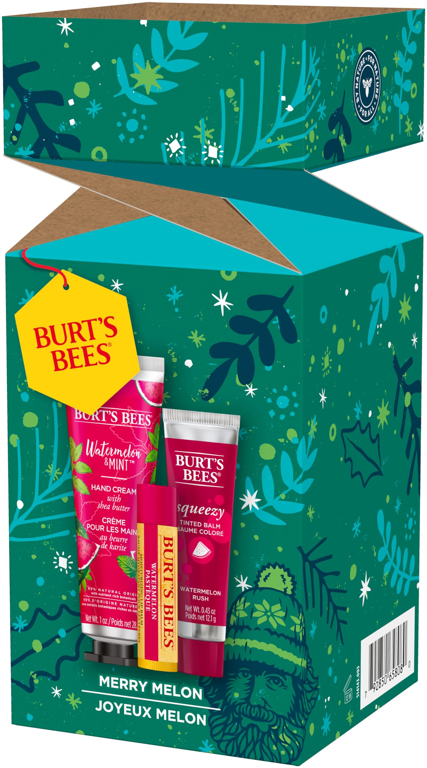 Burt's Bees Lip Balm, Squeezy Tinted Balm and Hand Cream Gift Set, Merry Melon, Ready to Give Holiday Gift, 1 Gift Set Beauty and Personal Care Burt's Bees