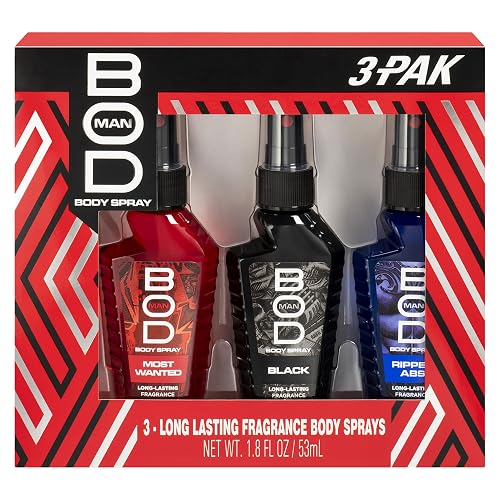 BOD man Body Spray Gift Set, Black, Really Ripped Abs, Most Wanted, 3 Piece Beauty & Personal Care BOD man