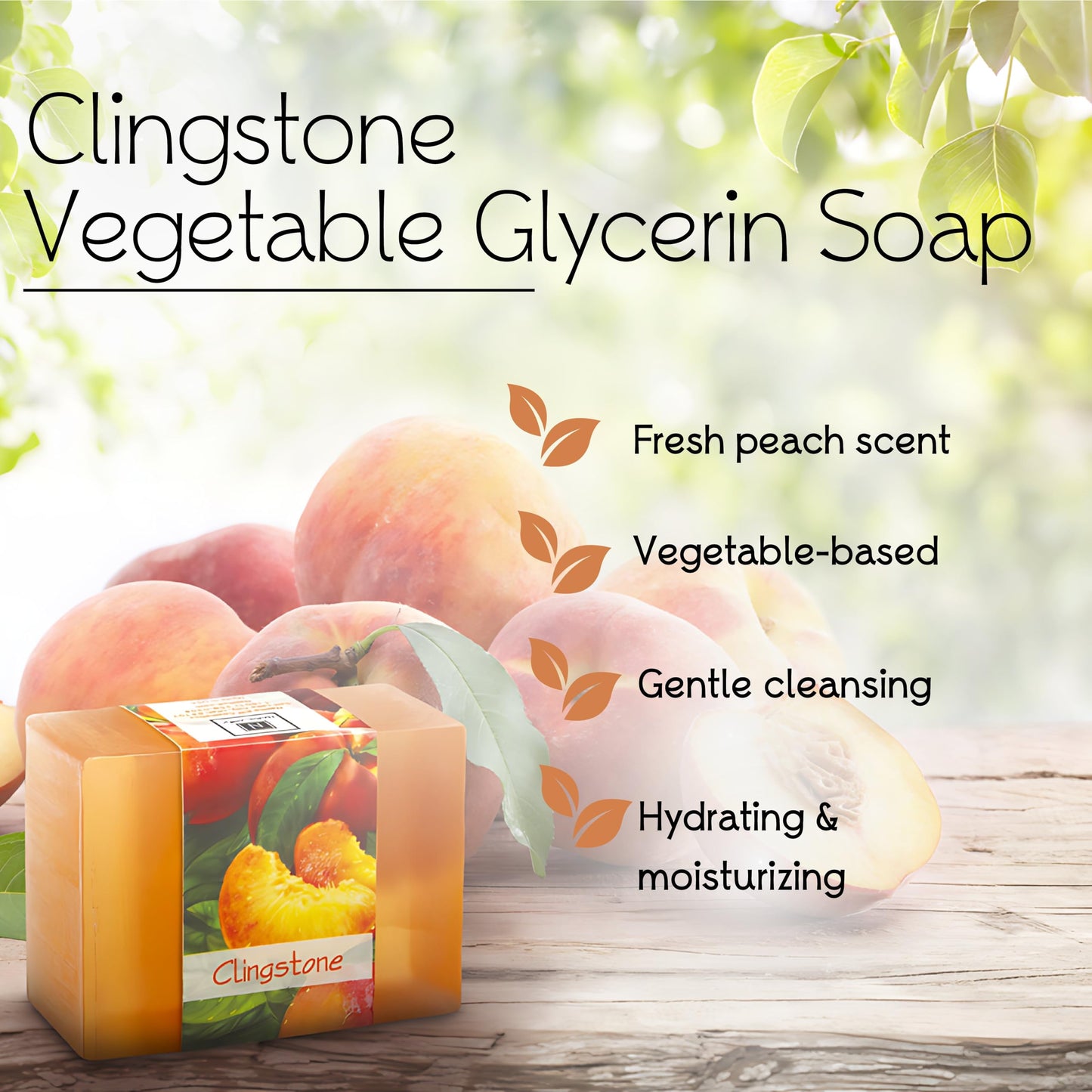 Nabila K Clingstone Glycerin Bar Soap | Fresh Peach Scent | Natural, Vegan, Hypoallergenic | 100% Vegetable Glycerin, Sulfate-Free, Paraben-Free | 4.5 Beauty & Personal Care Nabila K