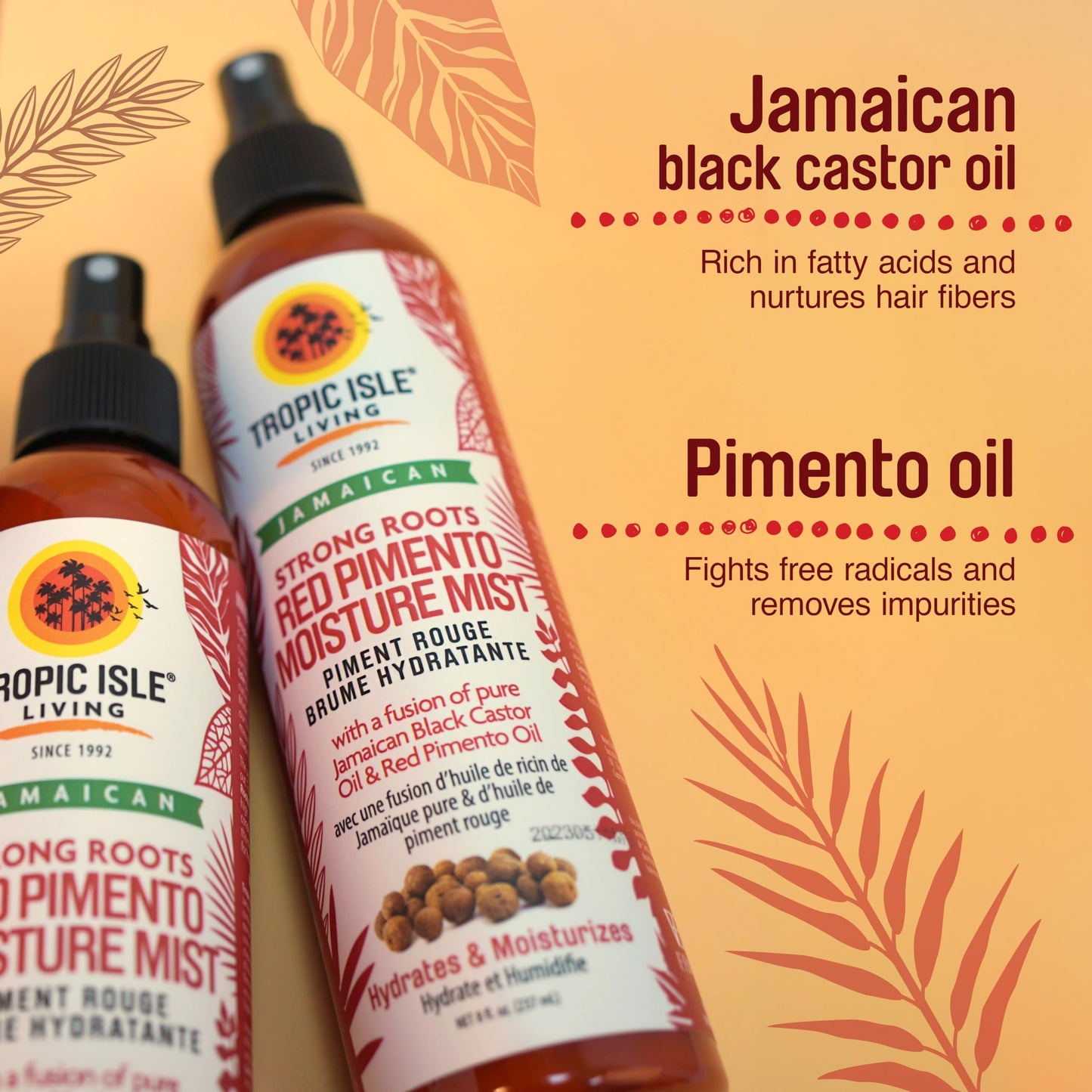 Tropic Isle Living Strong Roots Red Pimento Moisture Mist 8oz | Jamaican Black Castor Oil Promotes Hair Growth, Detangles, Reduces Frizz, Adds Shine Beauty & Personal Care Tropic Isle Living