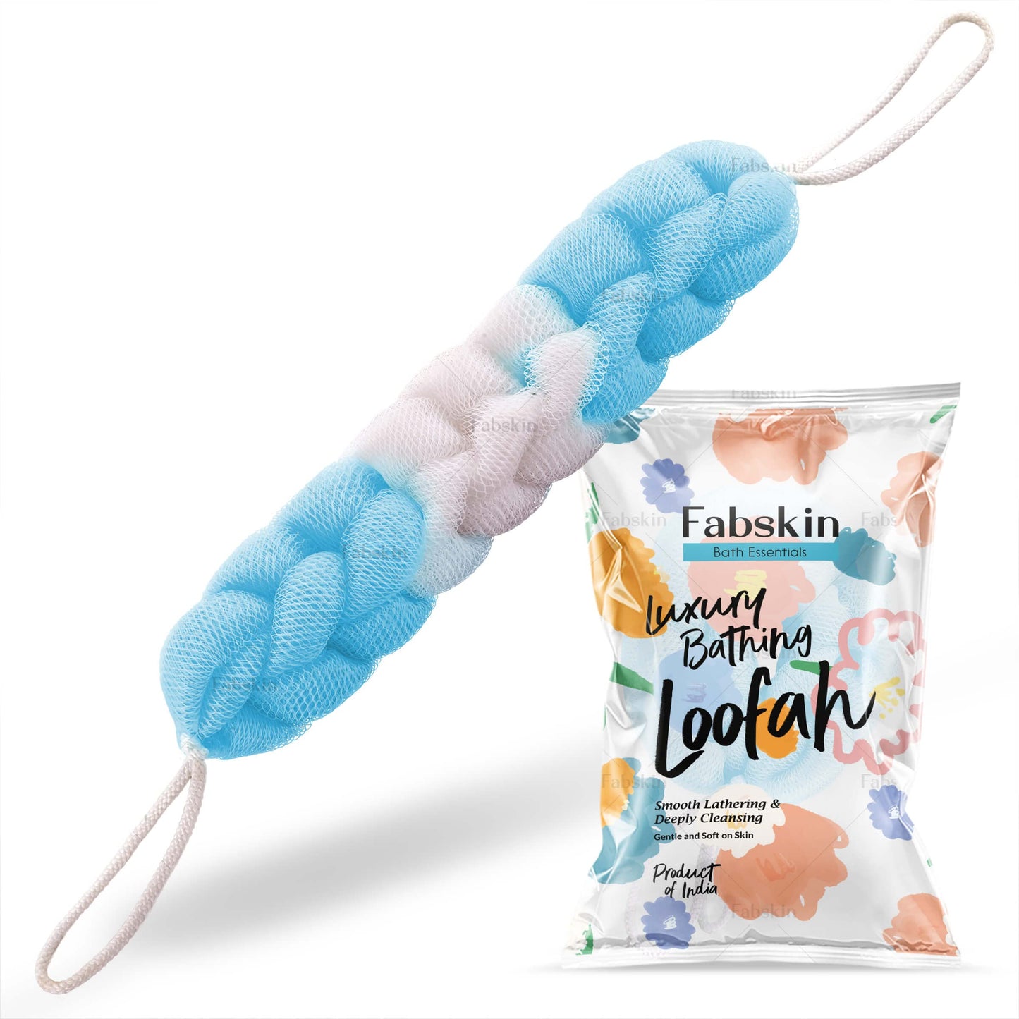 Fabskin Luxury Back Scrubber Loofah Belt for Bathing For Men and Women - Strechable 9 Knots Bath Sponge (BLUE) Beauty and Personal Care FABSKIN