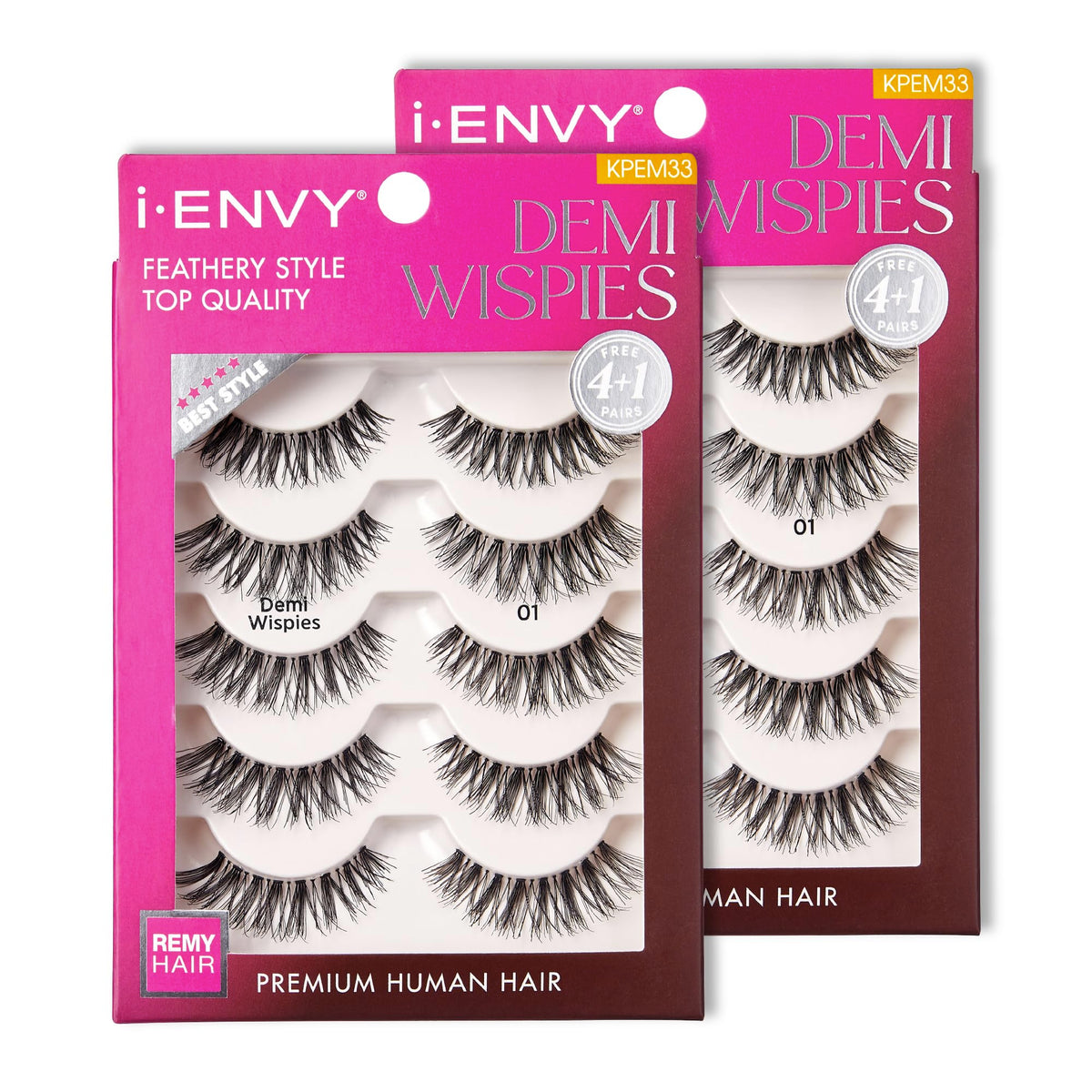 i-ENVY 10 Pairs Demi Wispies False Lashes (2 Pack), Premium Quality 100% Human Hair, Fluffy Feathered Eyelashes With Volume & Curl, Natural Look… Beauty & Personal Care i•ENVY
