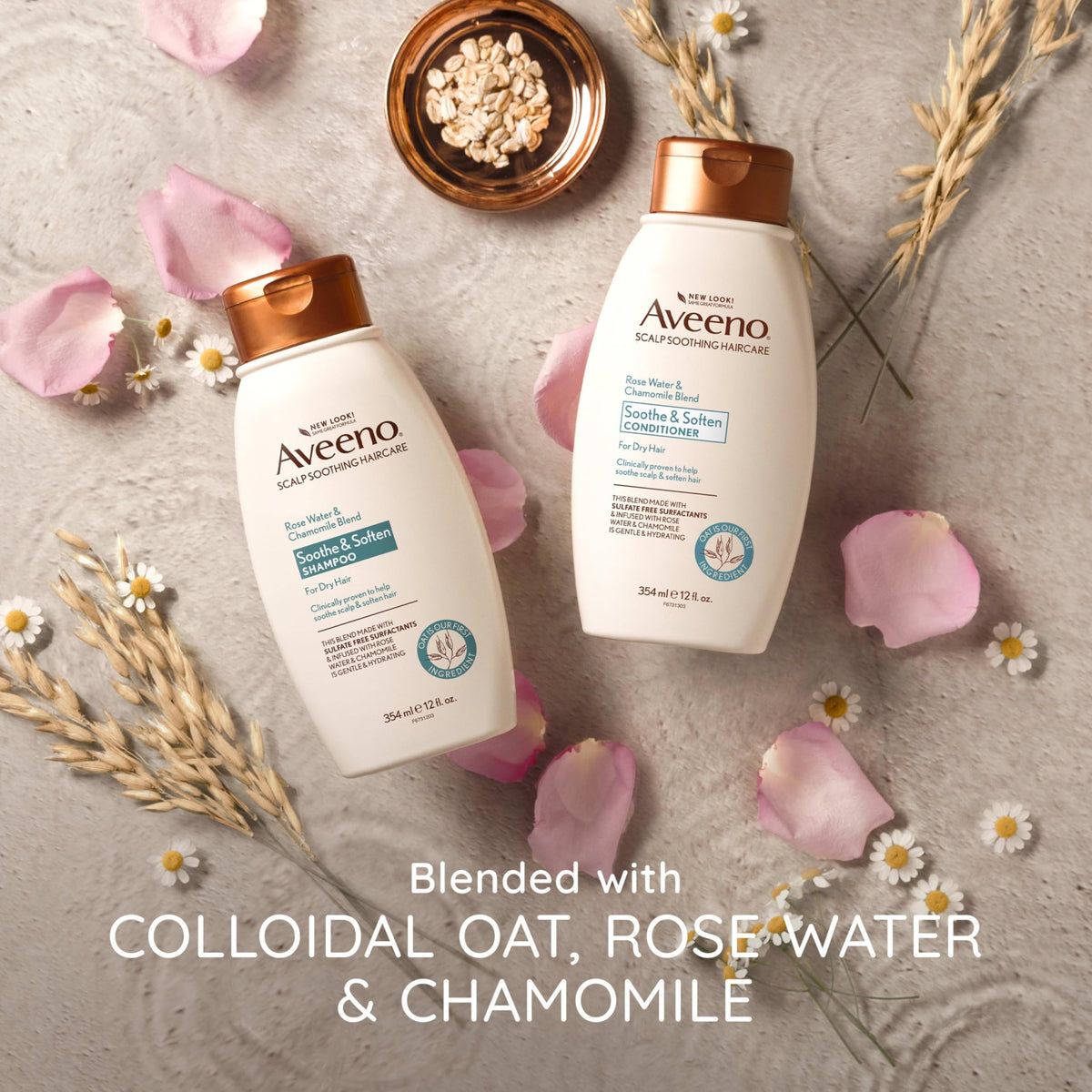 Aveeno Rose Water & Chamomile Shampoo for Dry Hair, Hydrating, 12 fl oz(Packaging May Vary) Beauty & Personal Care Aveeno