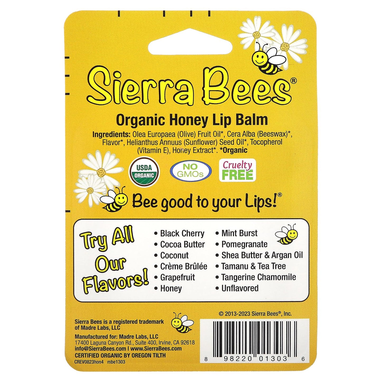 Sierra Bees Organic Lip Balms, Honey, 4 Pack, 0.15 oz (4.25 g) Each Beauty and Personal Care Sierra Bees