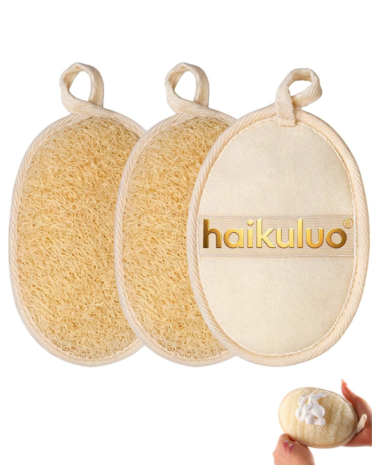 haikuluo Natural Loofah Body Scrubber Sponge,3 Pack Beauty and Personal Care haikuluo
