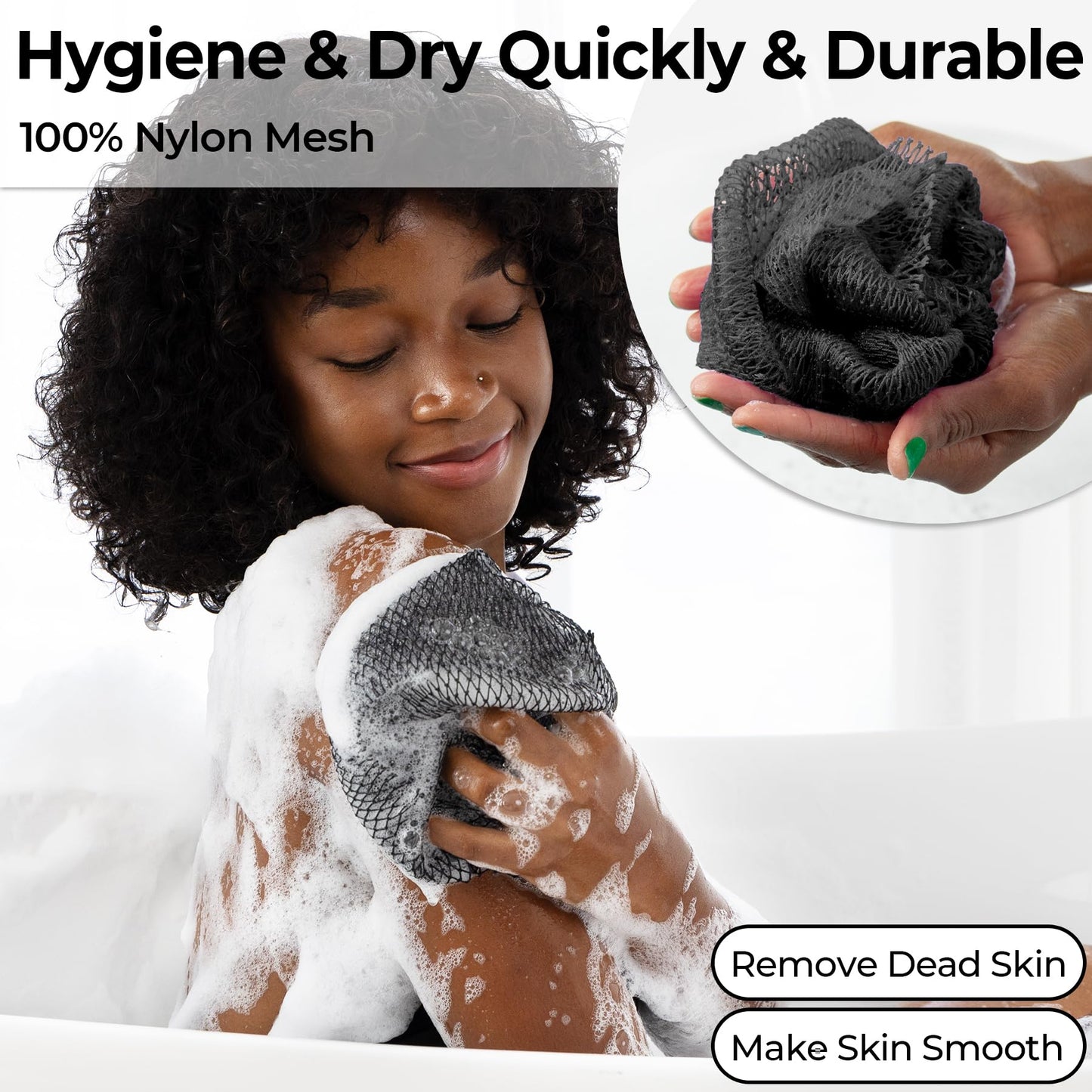 African Net Sponge Authentic - Afro Scrub Exfoliating Net Sponge with Knots - African Bath Sponges for Body Scrubber Exfoliator - Back Scrubber Beauty and Personal Care MINISENTIALS
