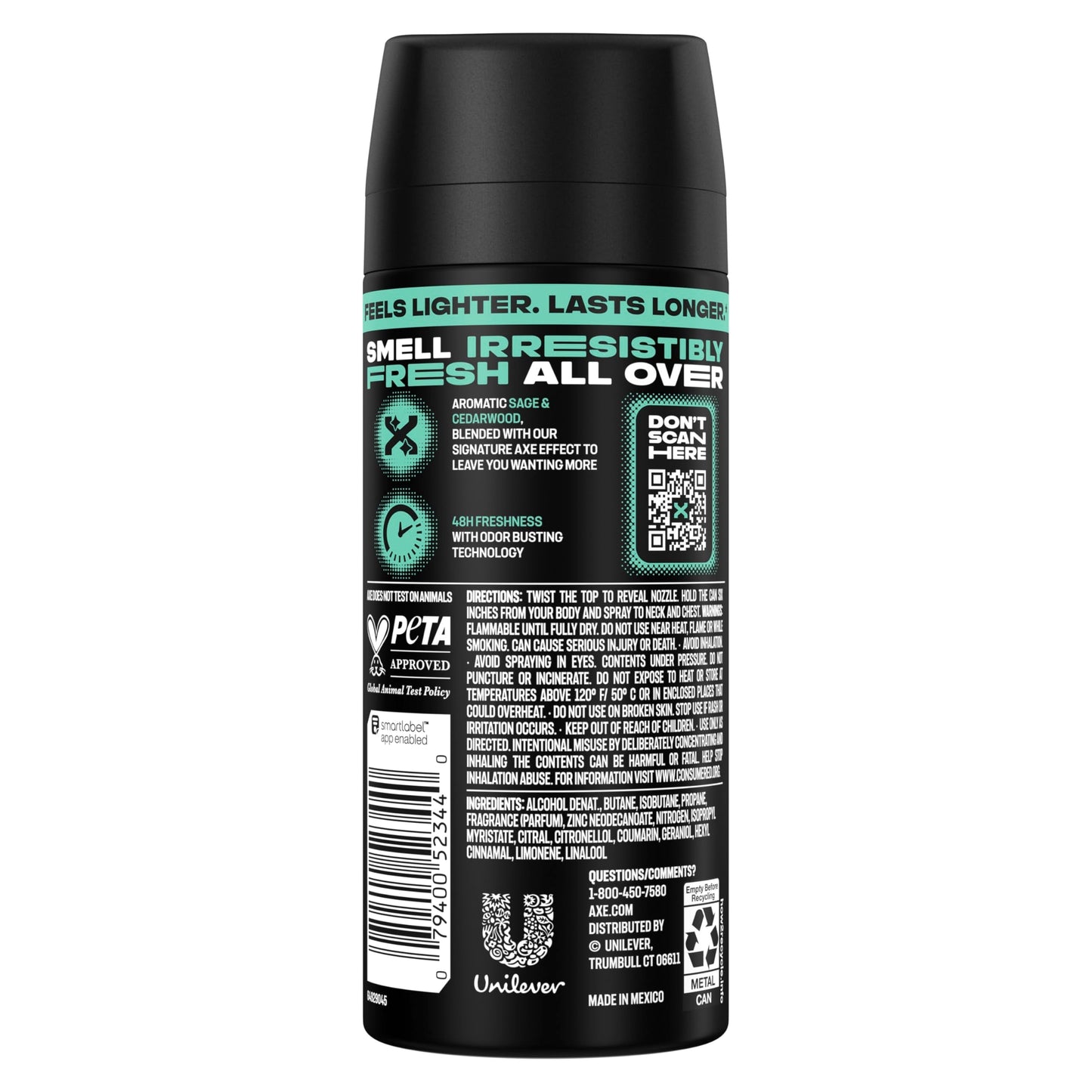 AXE Body Spray 4 Count Apollo 48 Hour All Over Fresh Aluminum Free 2.9 oz Beauty and Personal Care AXE