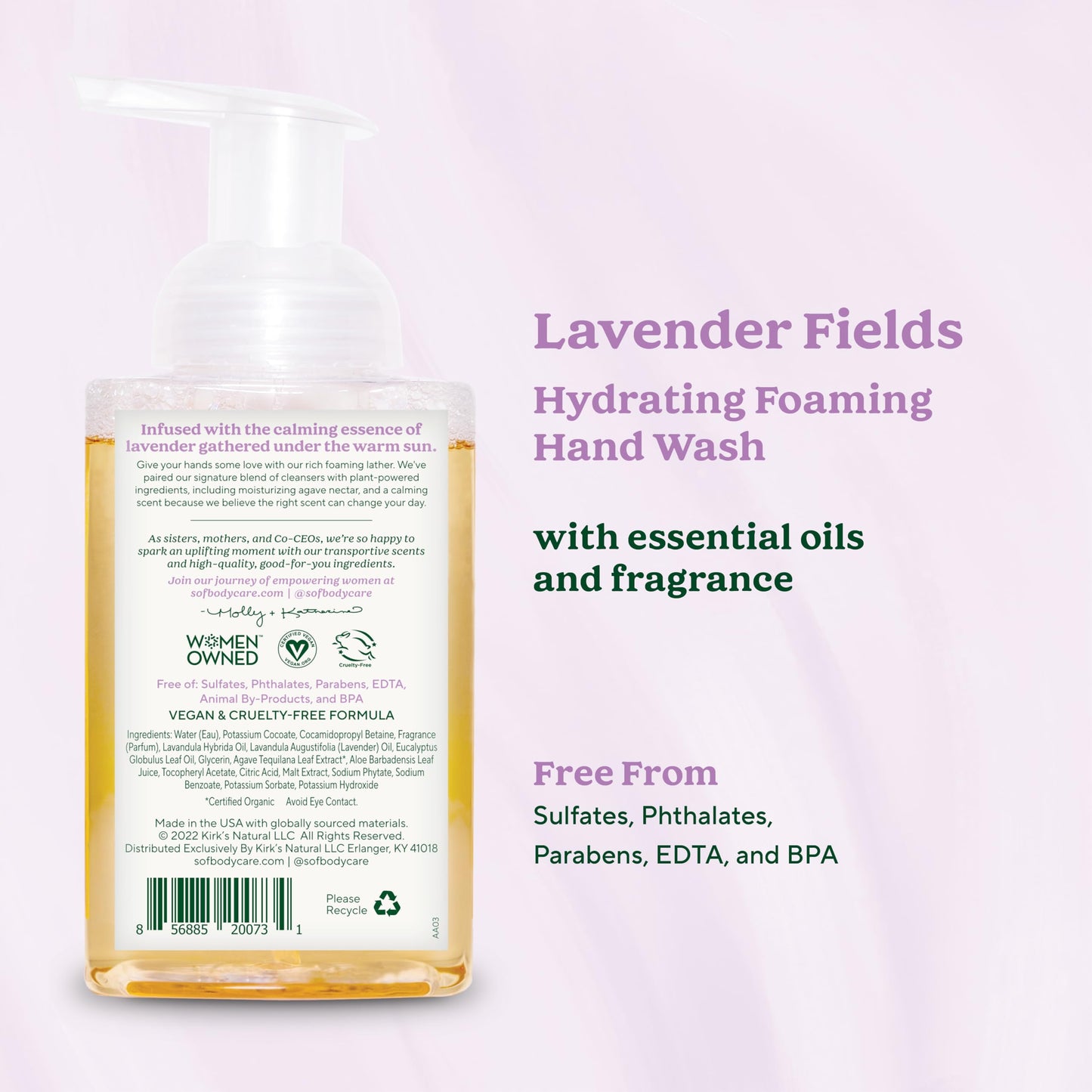 South Of France SoF Hydrating Foaming Hand Wash - With Organic Agave Nectar & Coconut Oil- Vegan & Non GMO- Free From Phthalates, Sulfates & Parabens Beauty & Personal Care South Of France