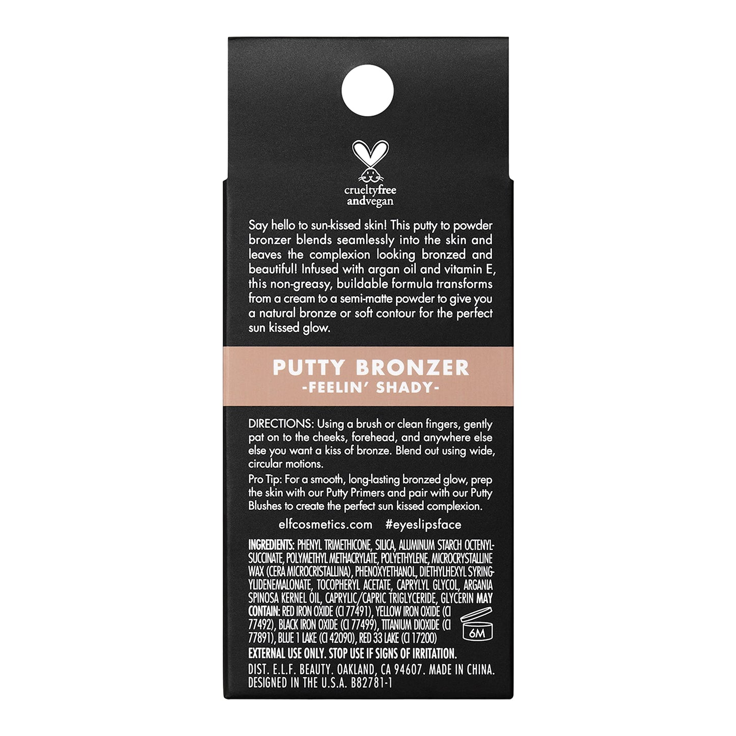 e.l.f. Putty Bronzer, Creamy & Highly Pigmented Formula, Creates a Long-Lasting Bronzed Glow, Infused with Argan Oil & Vitamin E, Feelin’ Shady, 0.35 Beauty & Personal Care e.l.f.