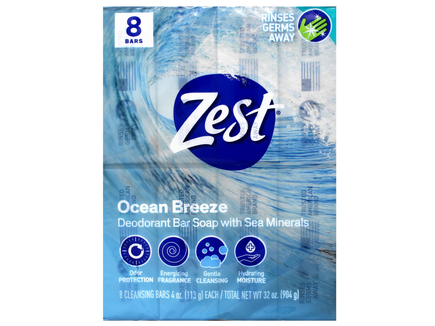Zest Ocean Breeze Bar Soap - 8 Bars - Enriched With Sea Minerals - Rich Lathering Bars Leave Your Body Feeling Smooth And Moisturized with an Beauty & Personal Care Zest