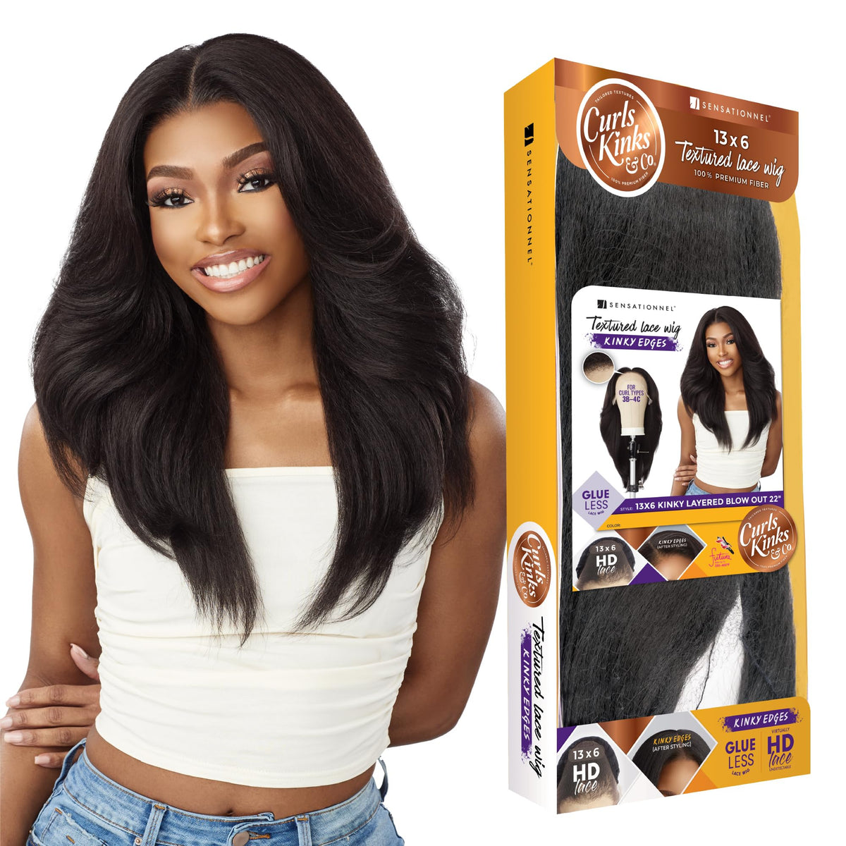 Sensationnel CKCO Kinkyedges Wig-Kinky Layered Blow Out 22, SH/BERRY