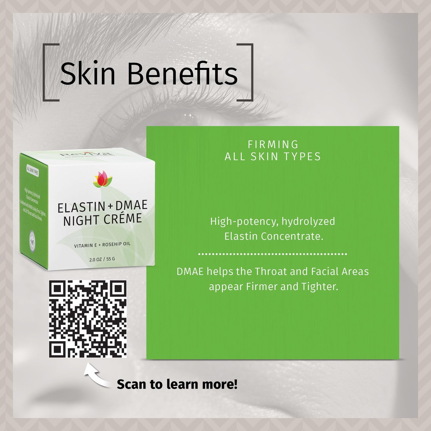 Reviva Labs Elastin and DMAE Cream - Firming Night Cream for Face, Neck, and Throat Area - Facial Moisturizer for Women, Tightening and Lifting Cream Beauty & Personal Care Reviva Labs