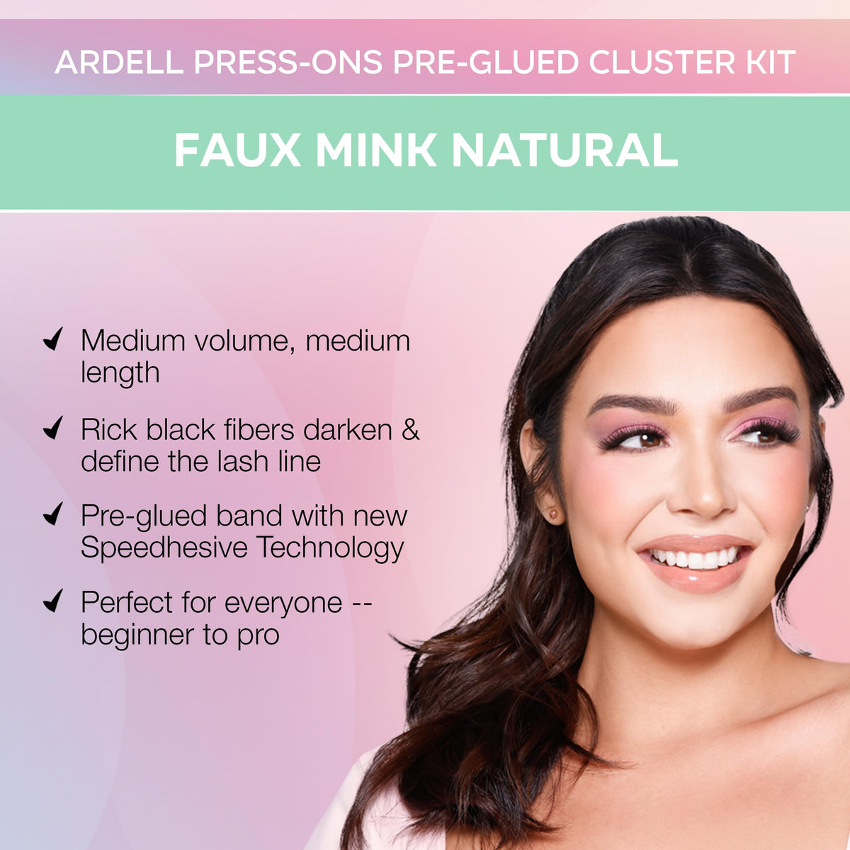Ardell Faux Mink Press On Lashes - Pre Glued Lash Clusters, Multi-Length for Easy Application, No Glue Needed, 30 ct