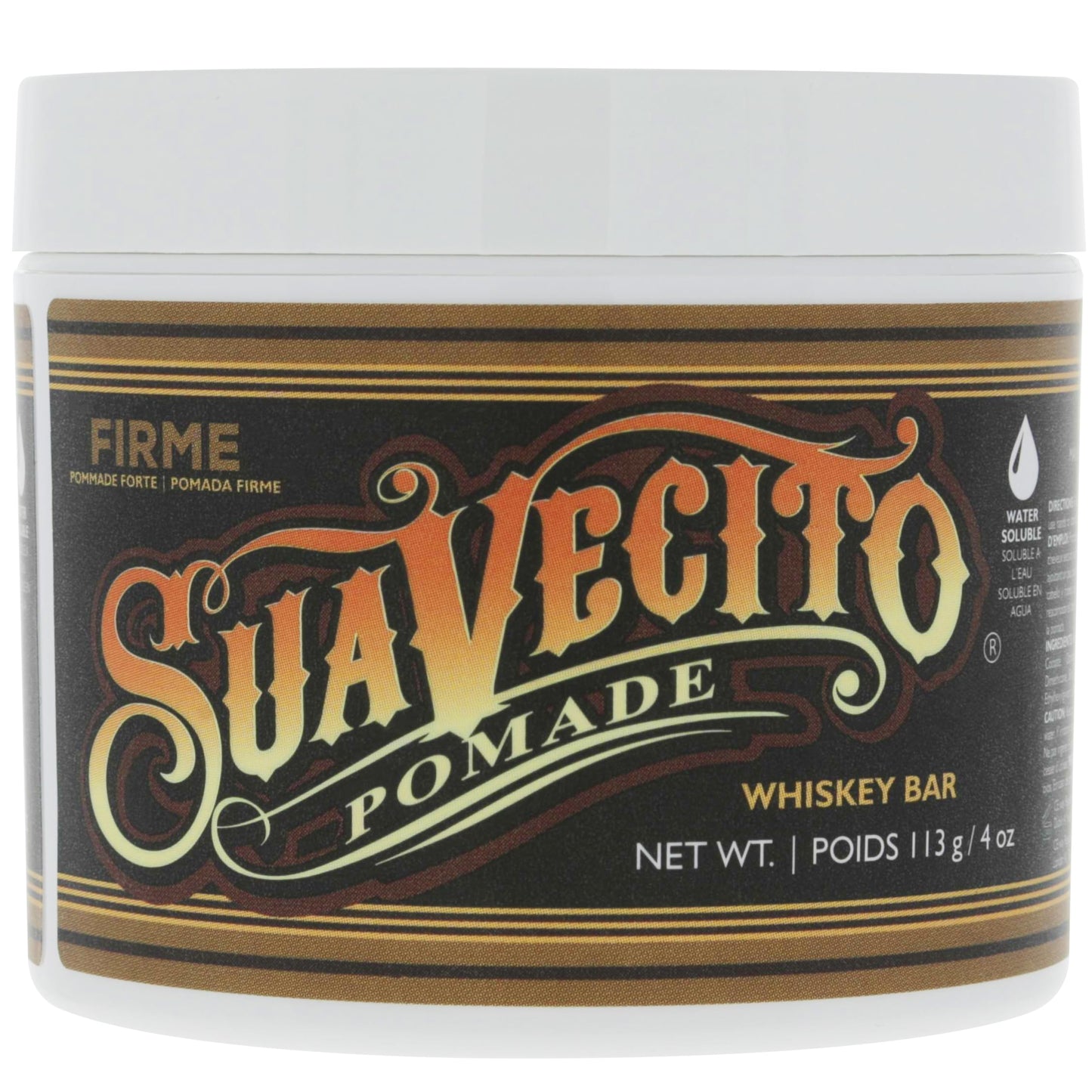 Suavecito Pomade Firme (Strong) Hold Whiskey Bar Scent 4 oz - Pomade For Men - Medium Shine Water Based Wax Like Flake Free Hair Gel - Easy To Wash Beauty and Personal Care Suavecito Default Title
