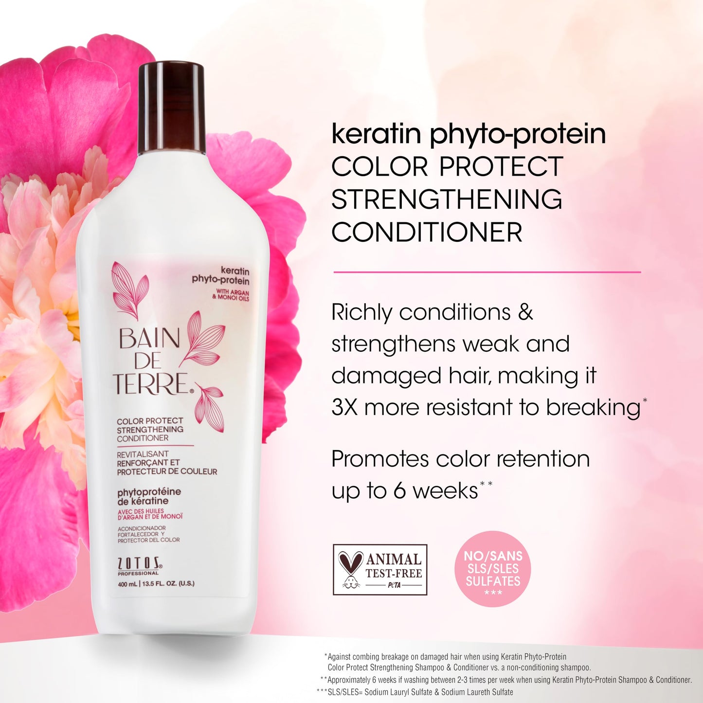 Bain de Terre Keratin Phyto-Protein Color Protect Strengthening Conditioner, Color-Safe Strengthening for Weak & Damaged Hair, Sulfate-Free Beauty & Personal Care Bain de Terre