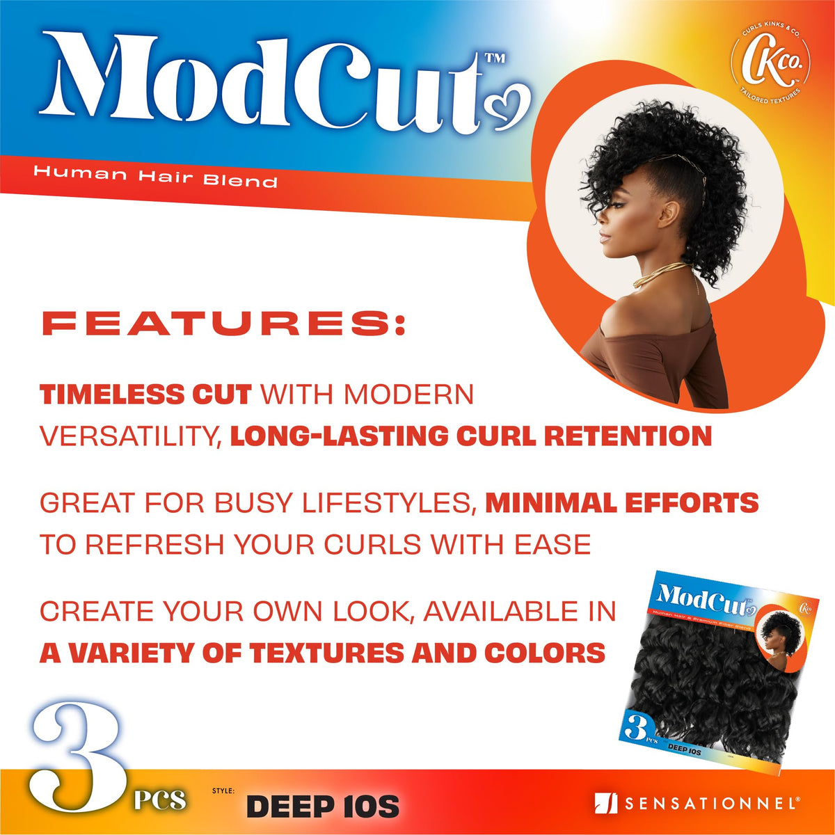 Sensationnel Curls Kinksandco ModCut 3pcs Bundles -Deep 10S,
