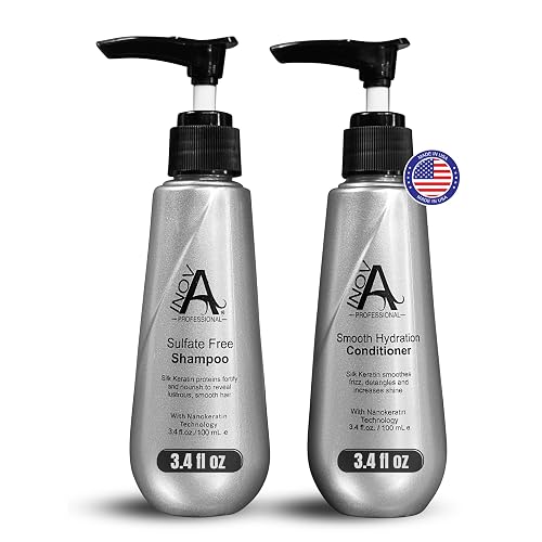 Inova Professional Silk Keratin Shampoo & Conditioner Set - Smooth Protection Sulfate-Free Shampoo & Smooth Hydration Conditioner (3.4 Oz), gray Beauty & Personal Care Inova Professional