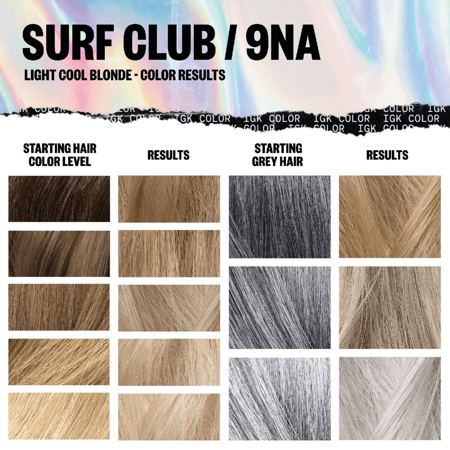 IGK Permanent Hair Color Kit | 9NA Surf Club - Light Cool Blonde | 100% Gray Color Coverage + Strengthen + Shine | Ammonia Free Beauty & Personal Care IGK