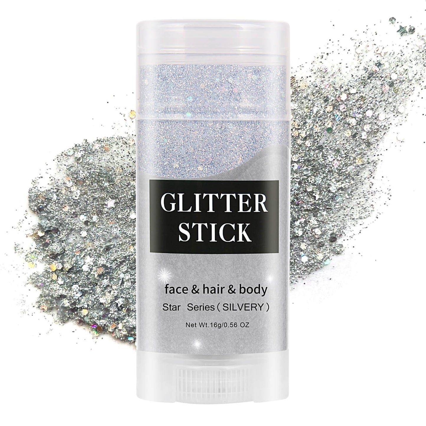 MEICOLY Silver Body Glitter Stick,Waterproof Halloween Face Glitter Gel,Chunky Glitter Face Paint,Mermaid Sequin Hair Glitter Makeup,Sparkle Body Beauty and Personal Care MEICOLY Default Title