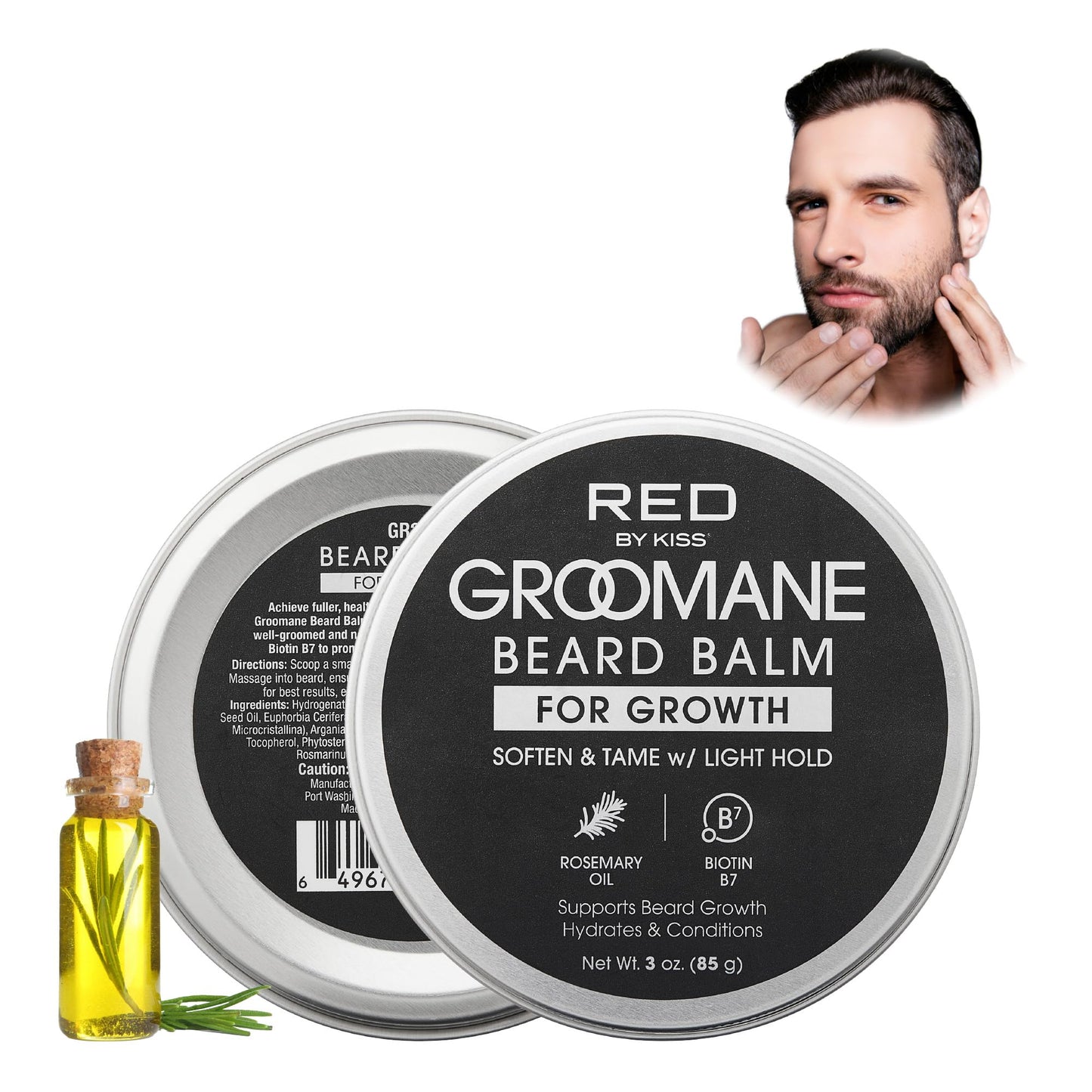 Red by Kiss Groomane Beard Balm Sandalwood, 3oz, Soften & Tame, Light Hold, Promotes Full, Healthy Look Beard Strengthen Facial Hair, Reduce Breakage Beauty and Personal Care Red by Kiss