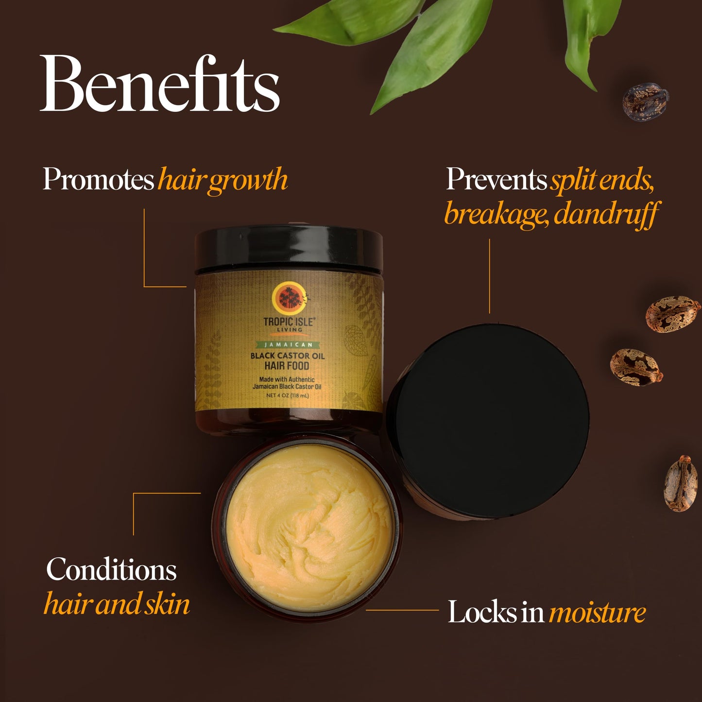 All Natural Black Castor Oil Hair Food | moisturize, thicken, strengthen & increase hair growth | Traditional Handmade Jamaican Black Castor Oil Beauty & Personal Care Tropic Isle Living
