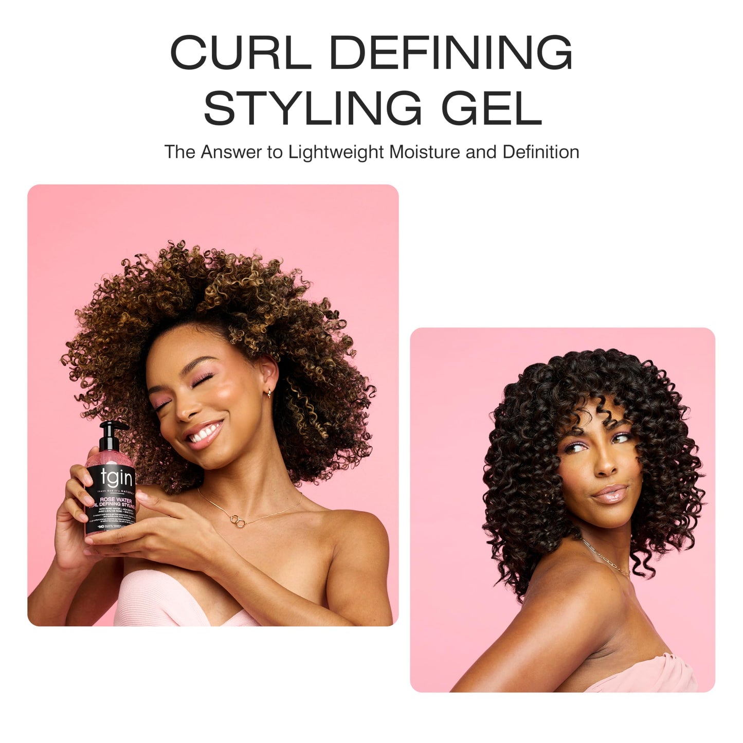 tgin Rose Water Curl Defining Styling Gel - Lightweight Hair Gel for Soft, Defined Curls - Curly Hair Products for Frizz Reduction & Volume Boost - No Beauty & Personal Care Thank God It's Natural
