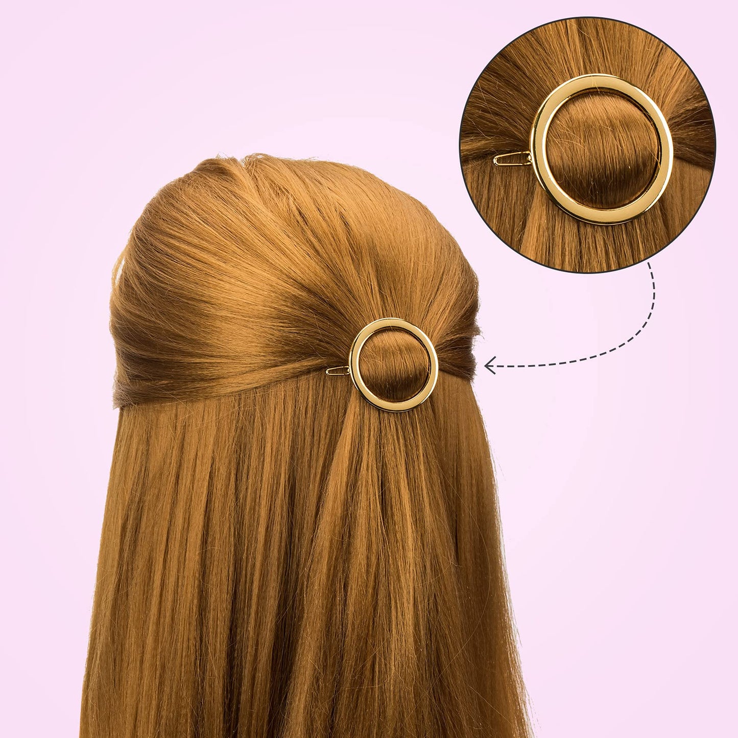 PAGOW 4 Pcs Minimalist Hair Clip for Women, Gold & Sliver Hollow Hoops Round Circle Geometric Metal Hair Clip, Dainty Circle Bobby Pin Ponytail Holder Beauty & Personal Care PAGOW