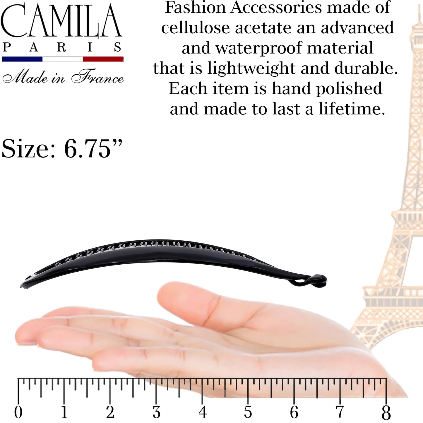 Camila Paris NV135 French Extra Large Banana Clip Hair Comb, Classic Banana Clips Hair for Thick Hair Ponytail Holder Interlocking Styling Clips Beauty & Personal Care Camila