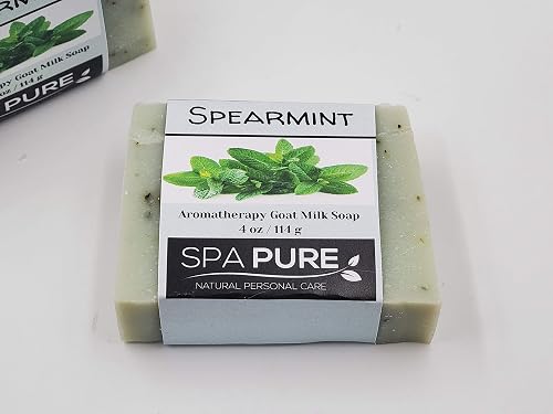 Spa Pure Aromatherapy Luxury Soap, made with plant based ingredients, essential oils, all natural, 4.5 oz each (Spearmint) Beauty & Personal Care Spa Pure
