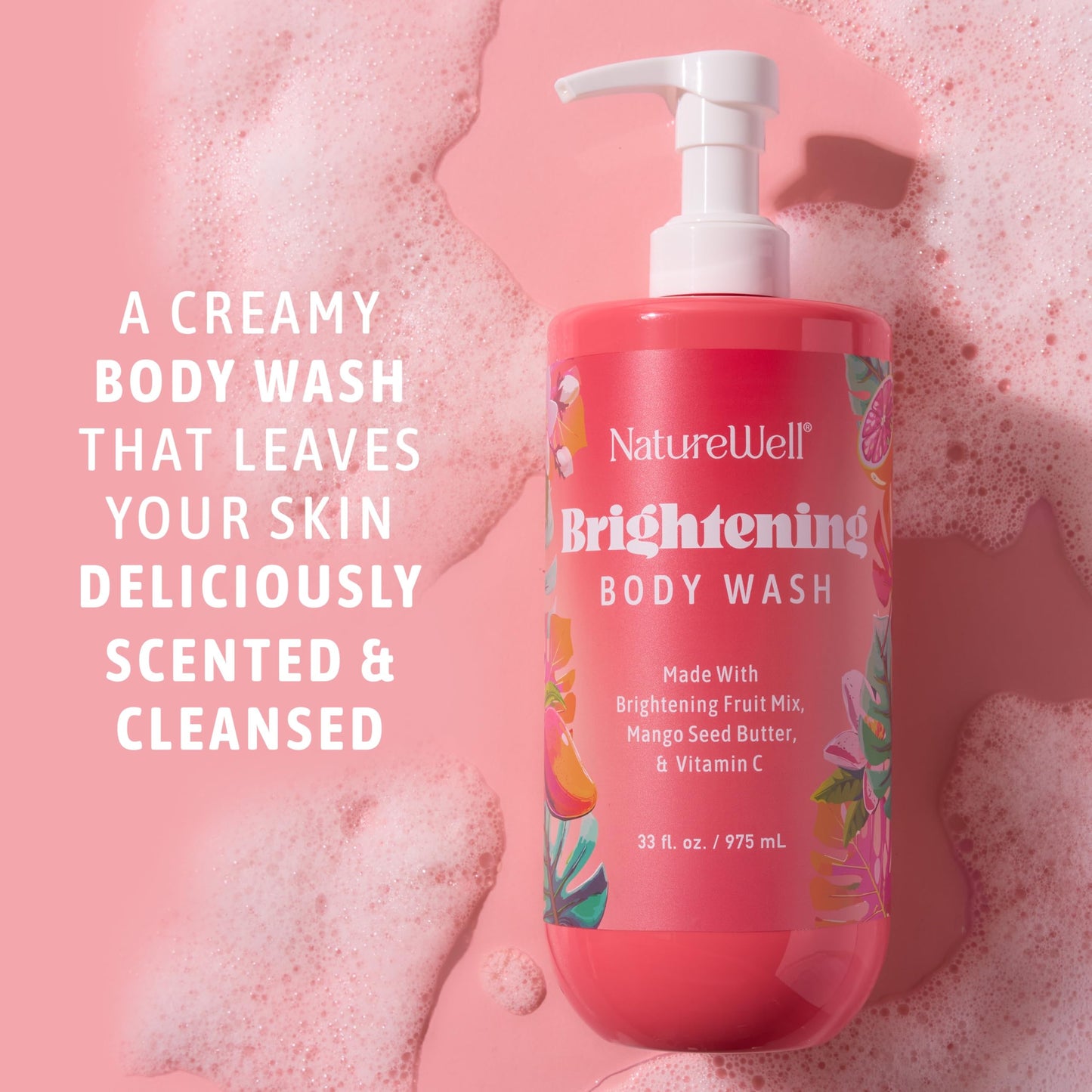 NATURE WELL Brightening Body Wash, Gentle & Creamy Formula Enriched with Mango Seed Butter & Vitamin C, Promotes a Luminous & Healthy-Looking Glow Beauty & Personal Care NATURE WELL