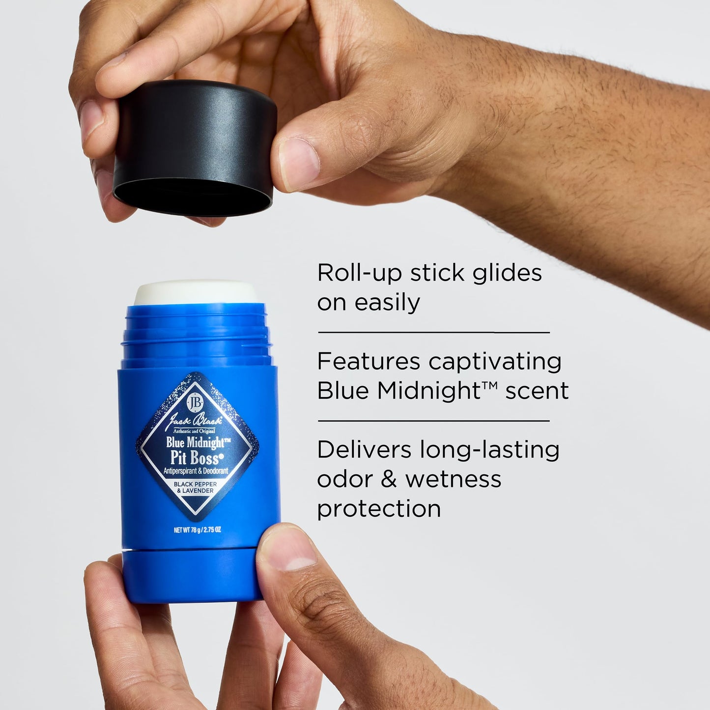 Jack Black Pit Boss Blue Midnight Antiperspirant & Deodorant Men - 2.75 oz - Black Pepper & Lavender - Mens Deodorant for Sensitive Skin Beauty & Personal Care Jack Black
