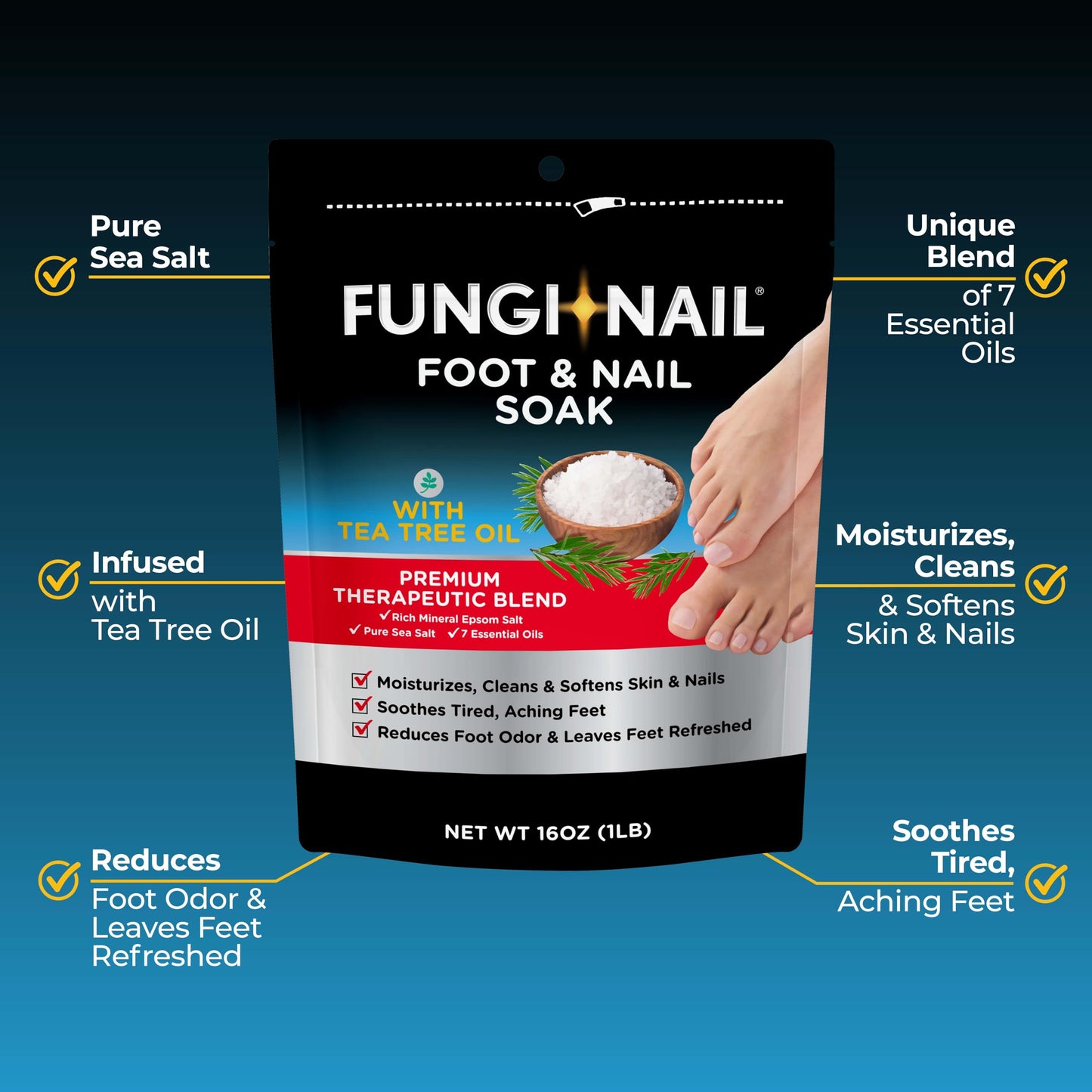 Fungi-Nail Foot & Nail Soak with Tea Tree Oil, 1 Pound, Moisturize, Reduce Foot Odor, & Soothe Aching Feet, Therapeutic Blend of Rich Mineral Epsom Beauty and Personal Care Fungi-Nail