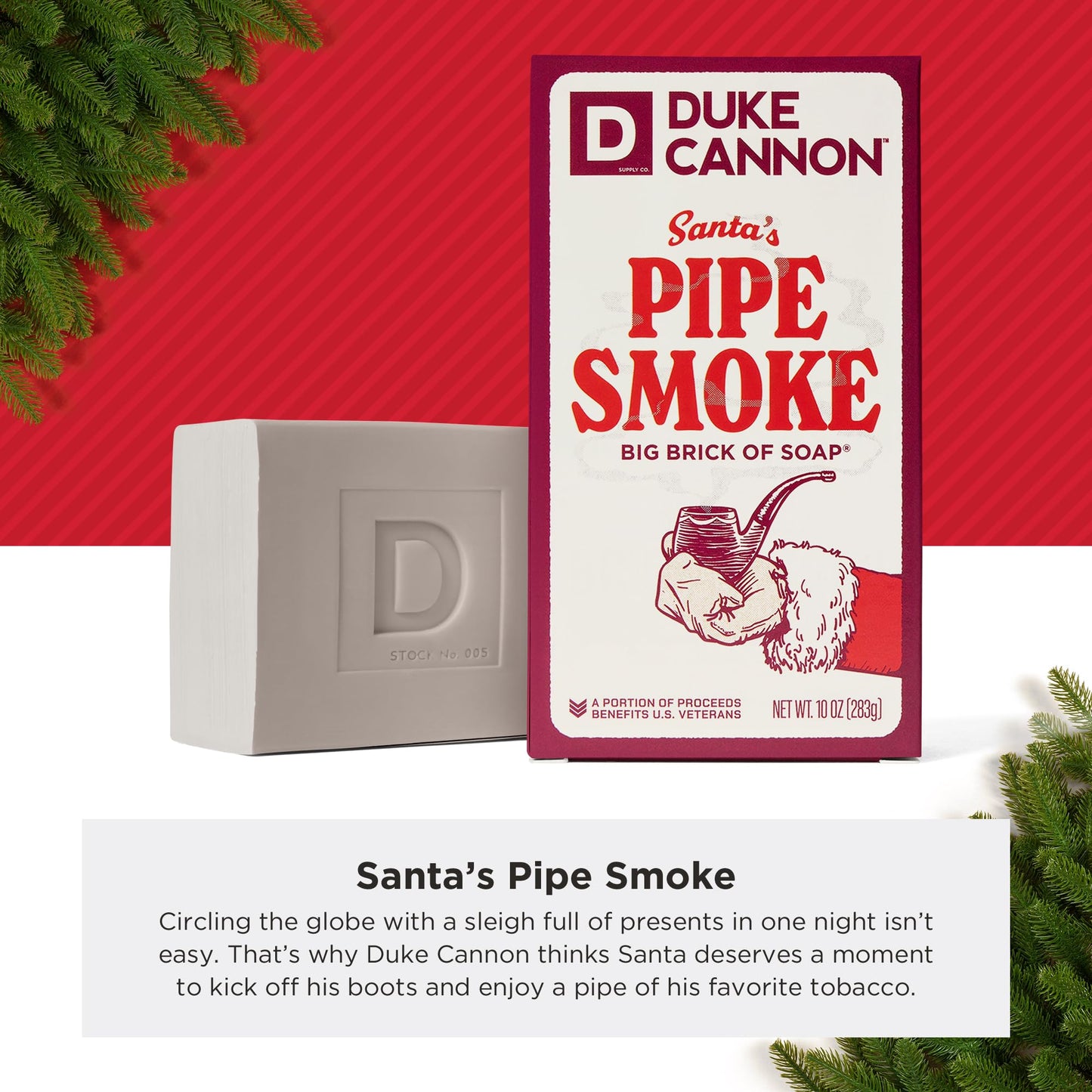 Duke Cannon Holiday Limited-Edition Santa's Pipe Smoke Big Brick of Soap - 10oz Bar, Triple Milled, Supports U.S. Veterans Beauty & Personal Care Duke Cannon Supply Co.