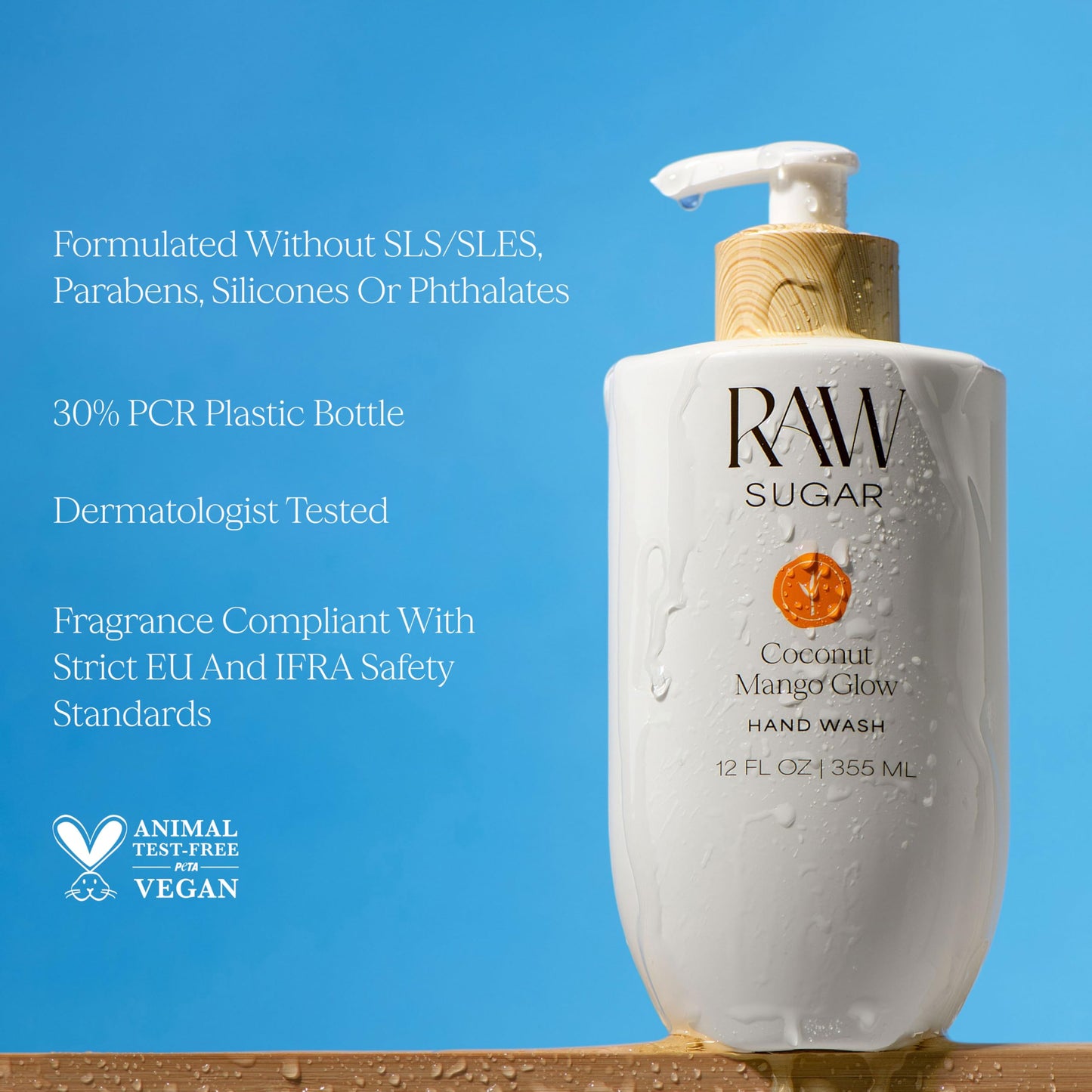 RAW SUGAR Coconut Mango Glow Hand Wash, 12 Fl Oz (Pack of 4) Liquid Hand Soap for Kitchen or Bathroom, Cleanses & Refreshes Hands, Formulated without Beauty & Personal Care RAW SUGAR