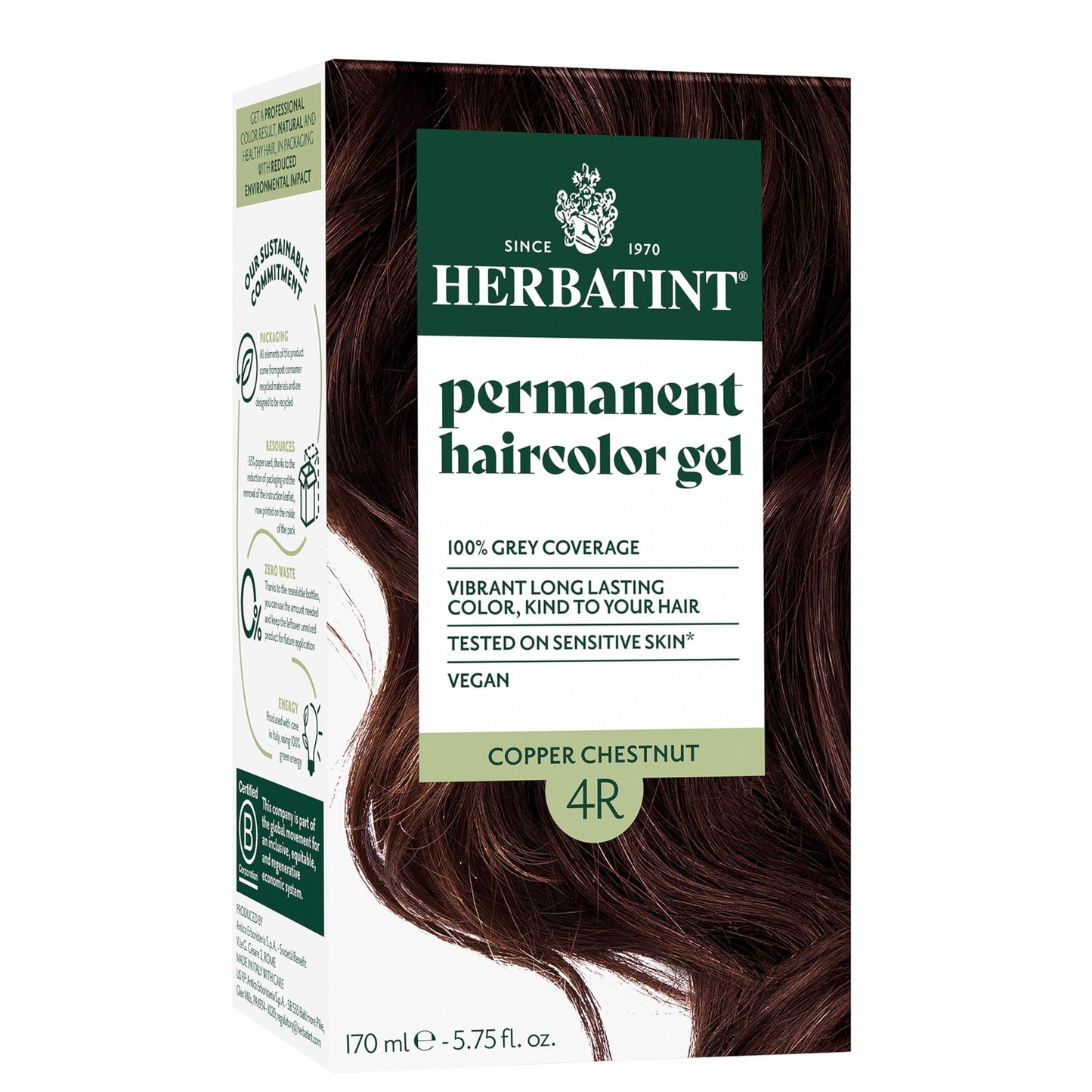 Herbatint Permanent Hair Dye For Women - 4R Copper Chestnut - For Up To 100% Gray Coverage of Resistant Gray Hair - Ammonia-Free, Alcohol-Free & Vegan Beauty & Personal Care Herbatint