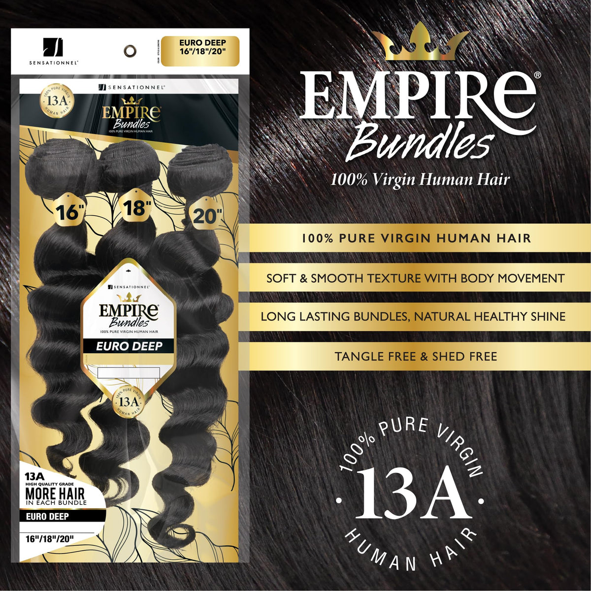 Sensationnel Empire Bundles Multi-Euro Deep,14 16 18 inch, NATURAL/BLACK