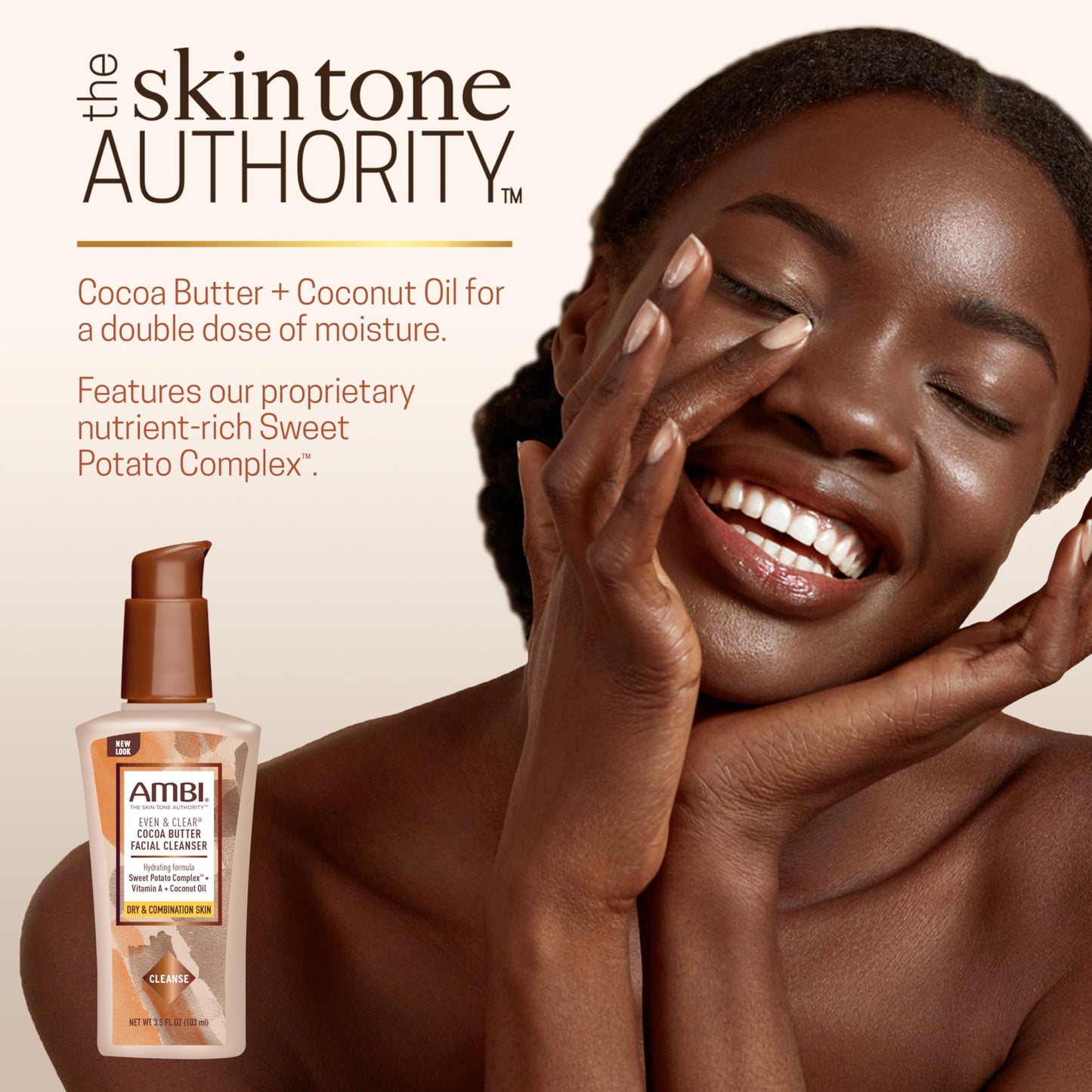 Ambi Even & Clear Cocoa Butter Facial Cleanser With Nutrient-Rich Sweet Potato Complex | Hydrating Formula | Helps Even Skin Tone | 3.5 Ounce Beauty & Personal Care Ambi