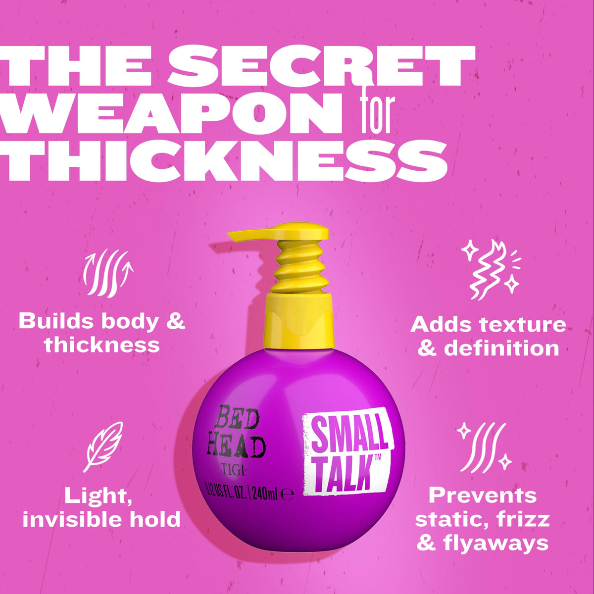 Bead Head by TIGI Small Talk MINI 3-in-1 Hair Thickening Cream - Use for Voluminous Hair - For Fine, Thin & Flat Hair - Use on Damp Hair - Premium Beauty & Personal Care Bed Head