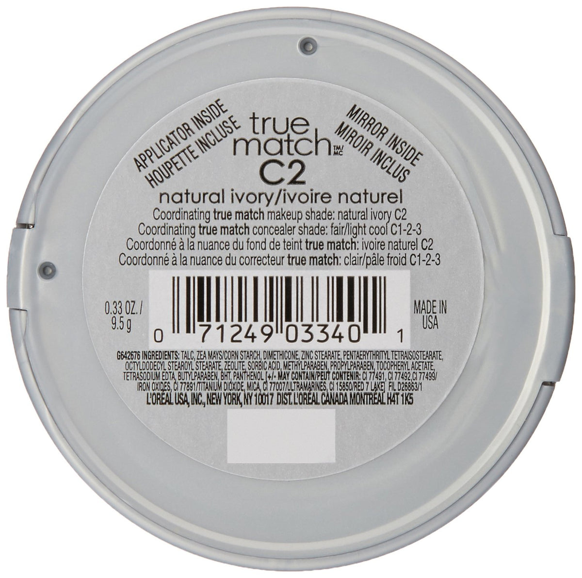 L'Oréal Paris True Match Super-Blendable Powder, Natural Ivory, 0.33 oz.