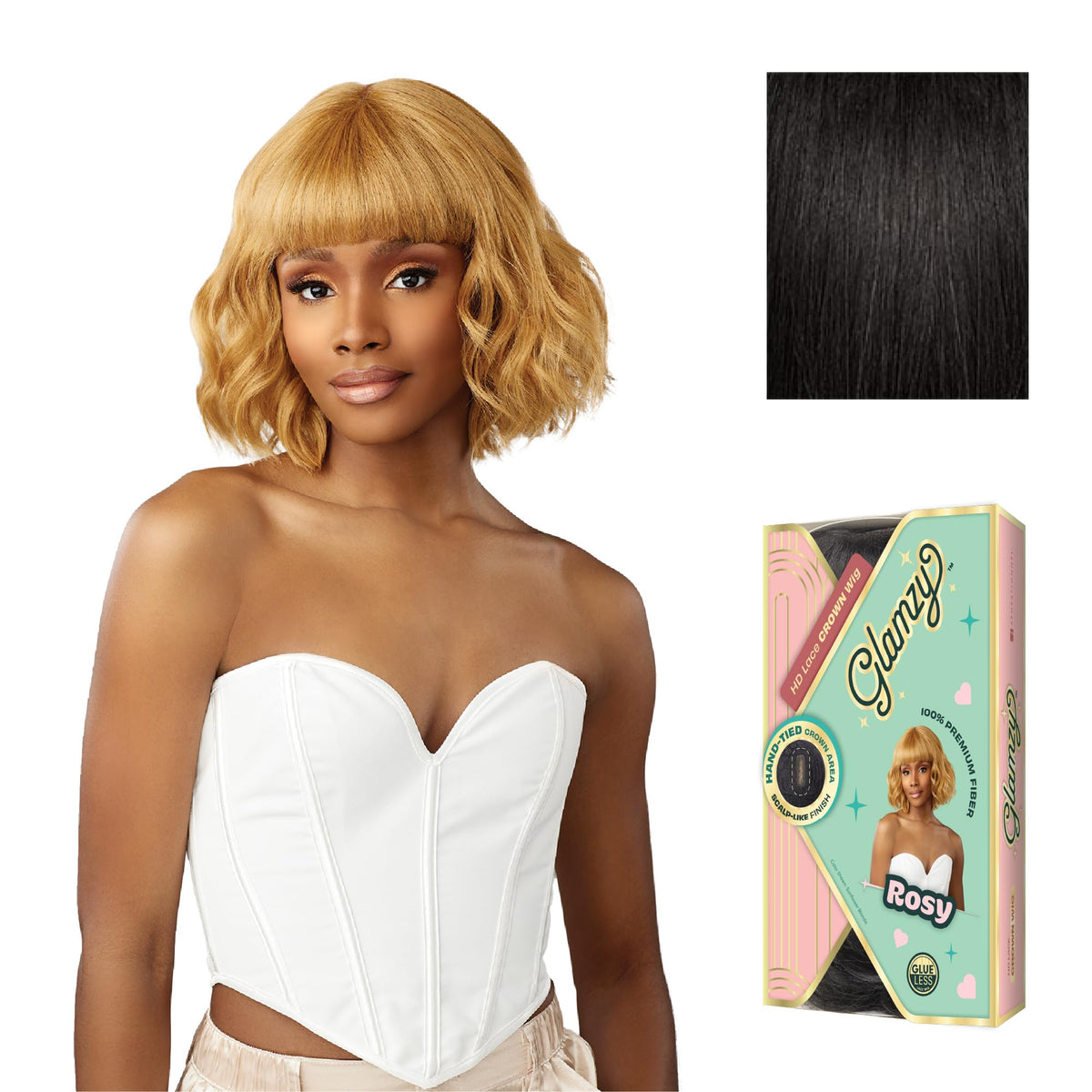 Sensationnel Glamzy Lace Crown Wig-Rosy, 1B OFFBLACK