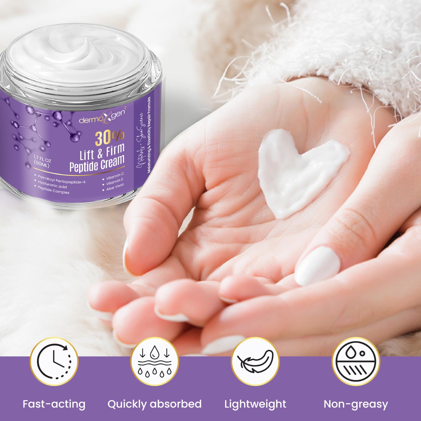 Dermaxgen 30% Lift & Firm Peptide Cream for Face - Organic Anti Aging Firming Cream for Wrinkles and Fine lines - Hydrating Formula with Matrixyl Beauty & Personal Care DERMAXGEN