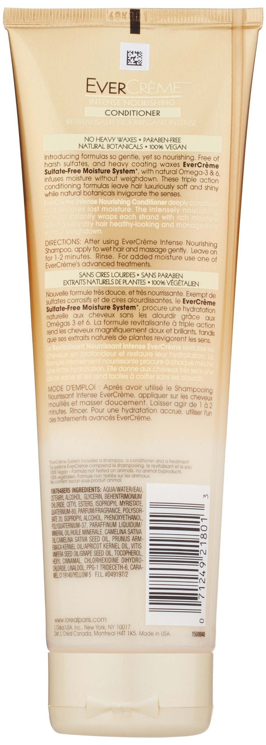 L'Oreal Paris EverCreme Sulfate-Free Moisture System Intense Nourishing Conditioner, 8.5 Fluid Ounce Beauty & Personal Care L'Oreal Paris